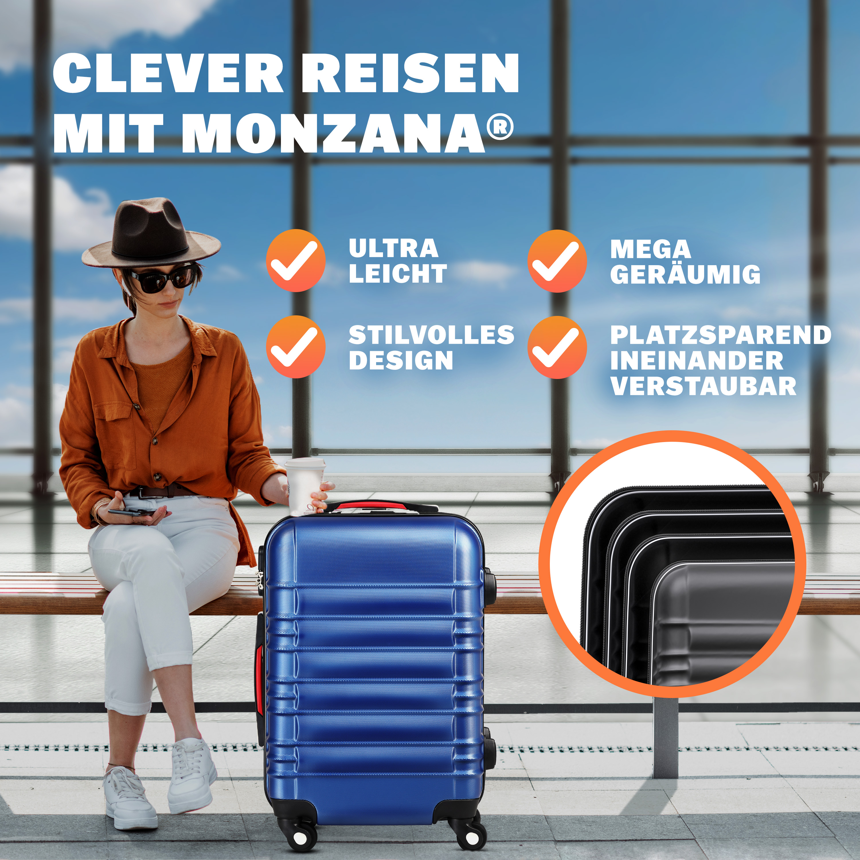 Reiskoffers\u00204\u002Ddelig\u0020Blauw\u0020ABS Reiskoffers\u00204\u002Ddelig\u0020Blauw\u0020ABS