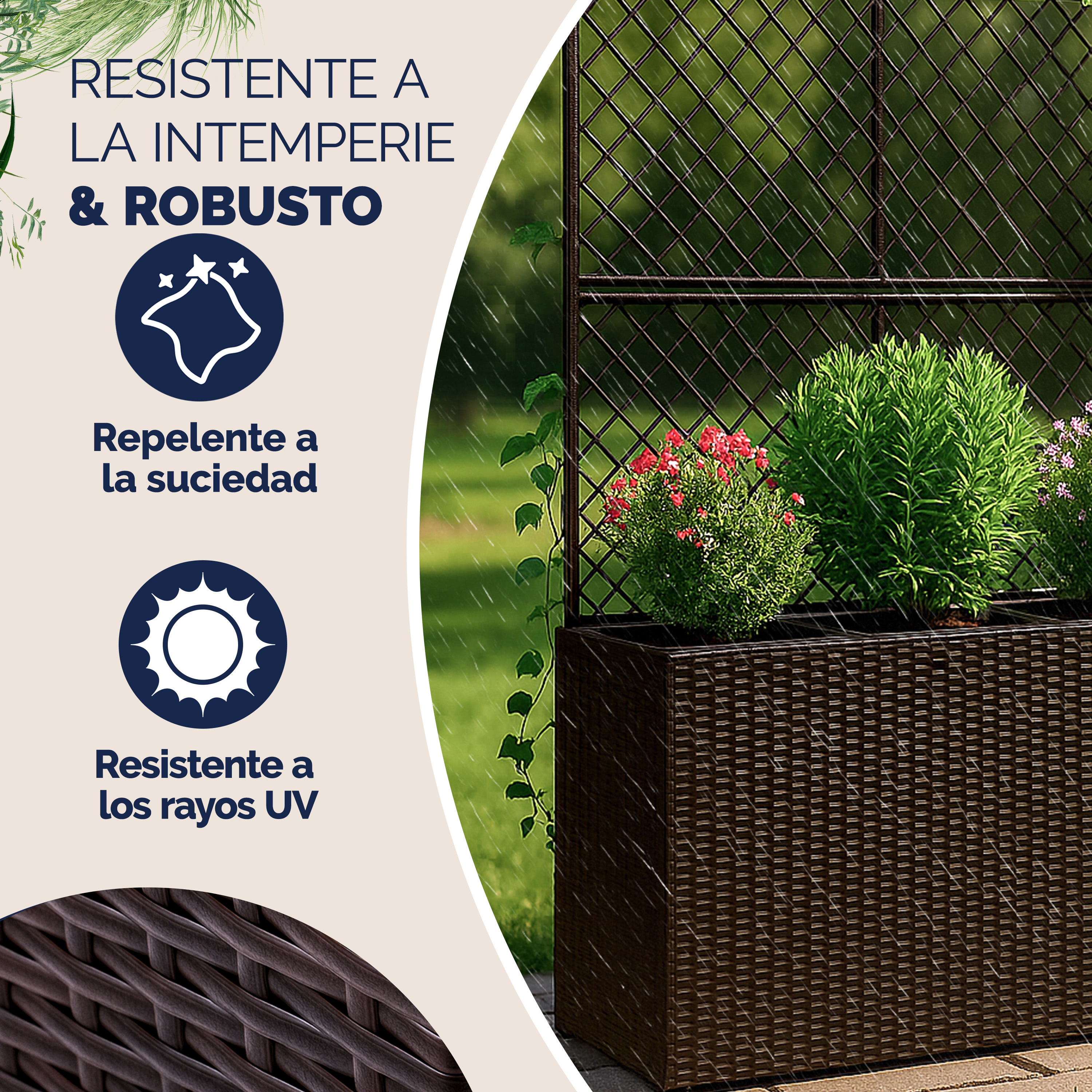 Polyrattan\u0020Bloembak\u0020met\u0020Latwerk\u0020Bruin Polyrattan\u0020Bloembak\u0020met\u0020Latwerk\u0020Bruin