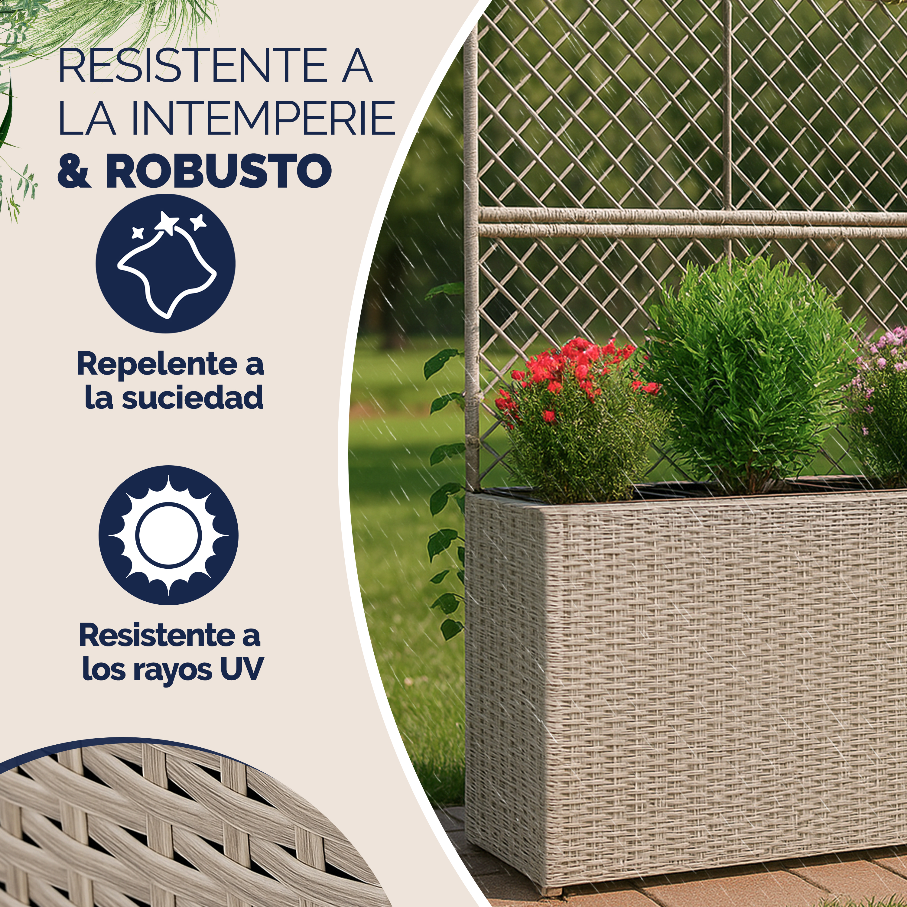 Polyrattan\u0020Bloembak\u0020met\u0020Latwerk\u0020Cr\u00E8me Polyrattan\u0020Bloembak\u0020met\u0020Latwerk\u0020Cr\u00E8me