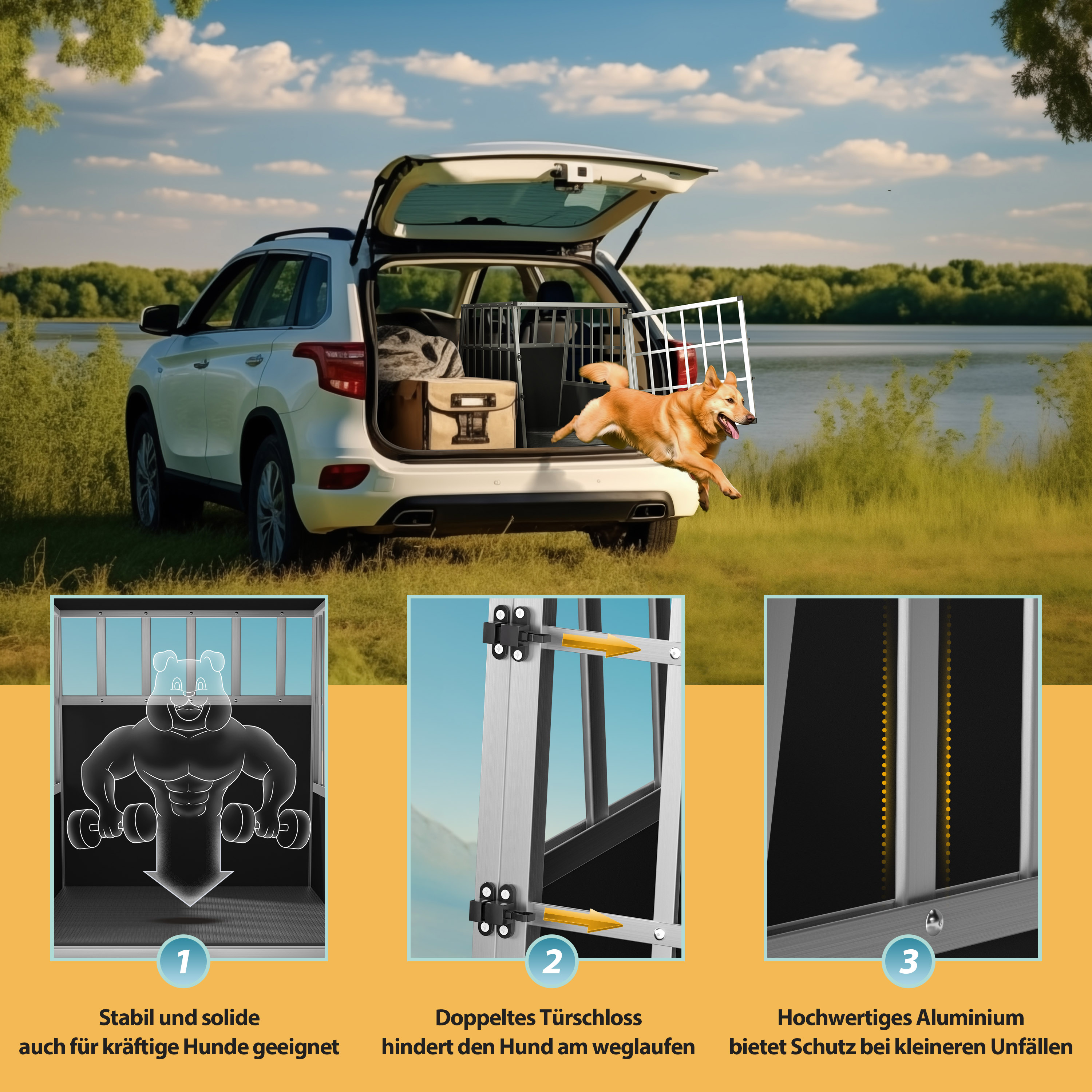Transportbench\u0020voor\u0020Honden\u0020L\u0020Aluminium\u002090x66x72cm