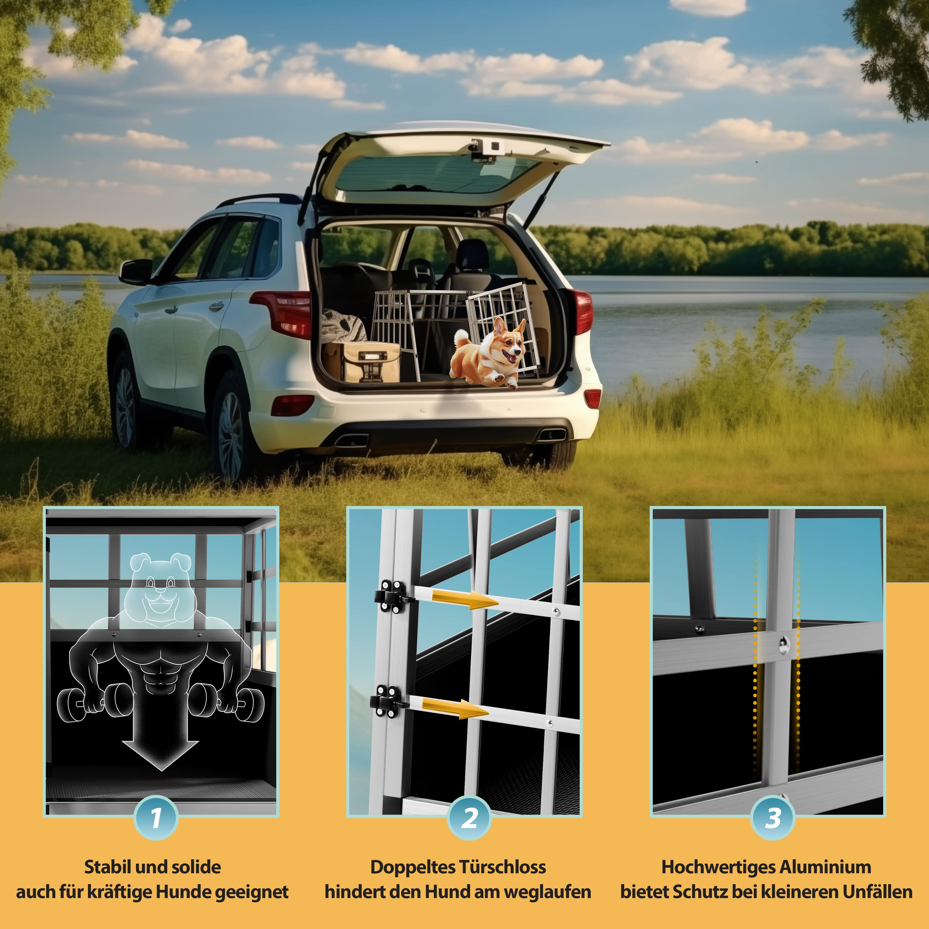 Transportbench\u0020voor\u0020Honden\u0020XL\u0020Aluminium\u002089x70x51cm