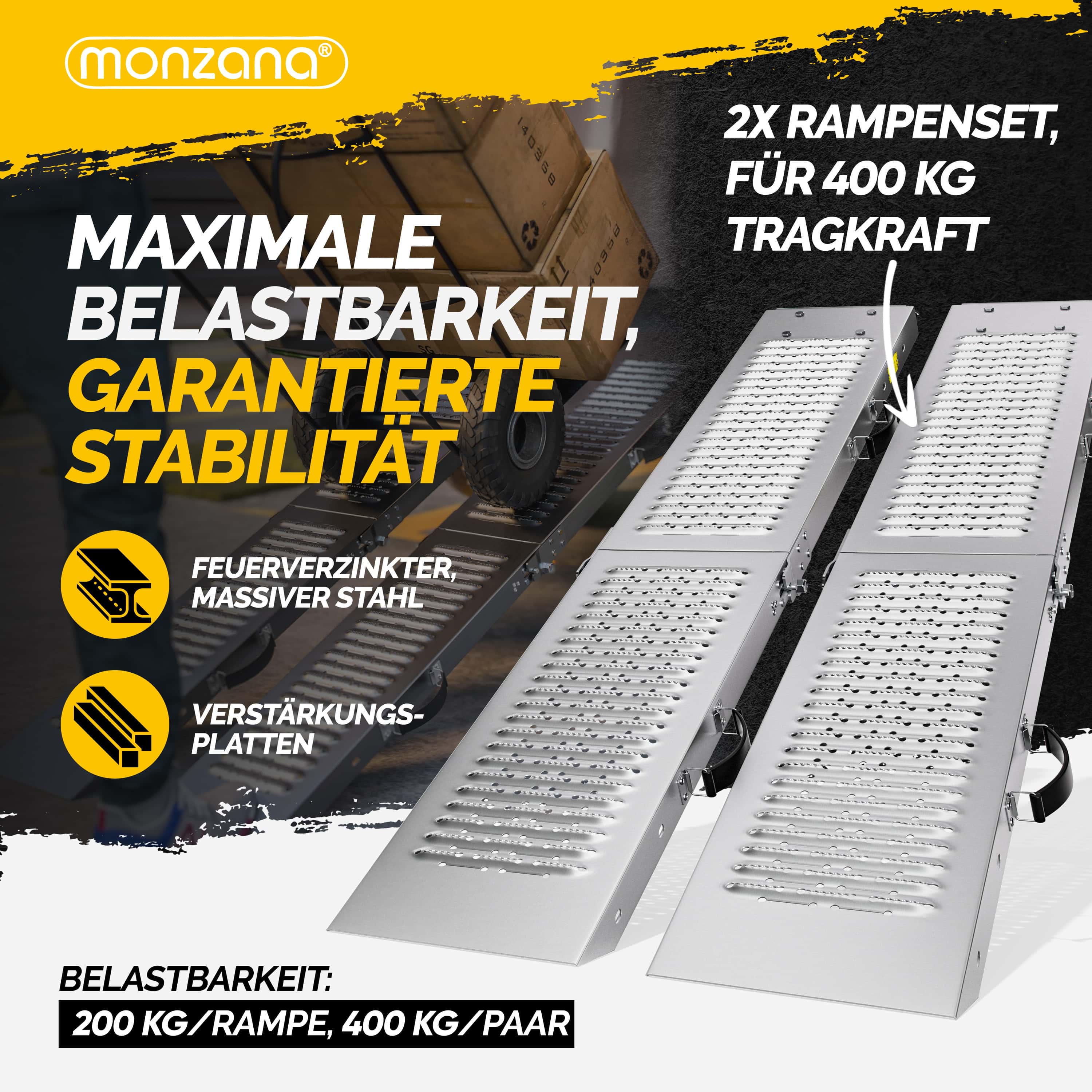 Oprijplaat\u0020Set\u0020van\u00202\u0020max\u0020400kg\u0020Antislip\u0020Inklapbaar