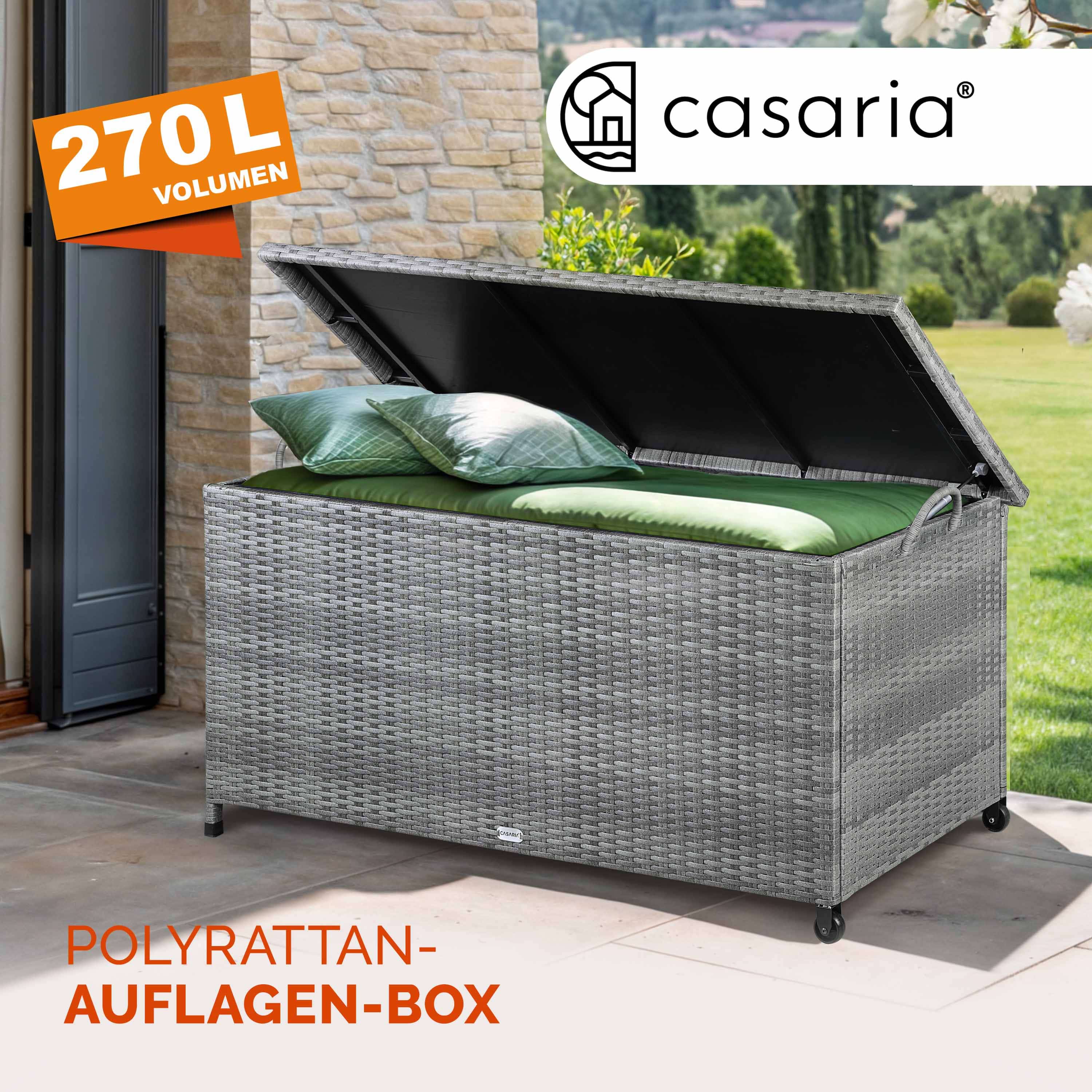 Polyrotan\u0020Kussenbox\u0020Grijs\u0020117x53x60cm\u0020met\u0020Wielen