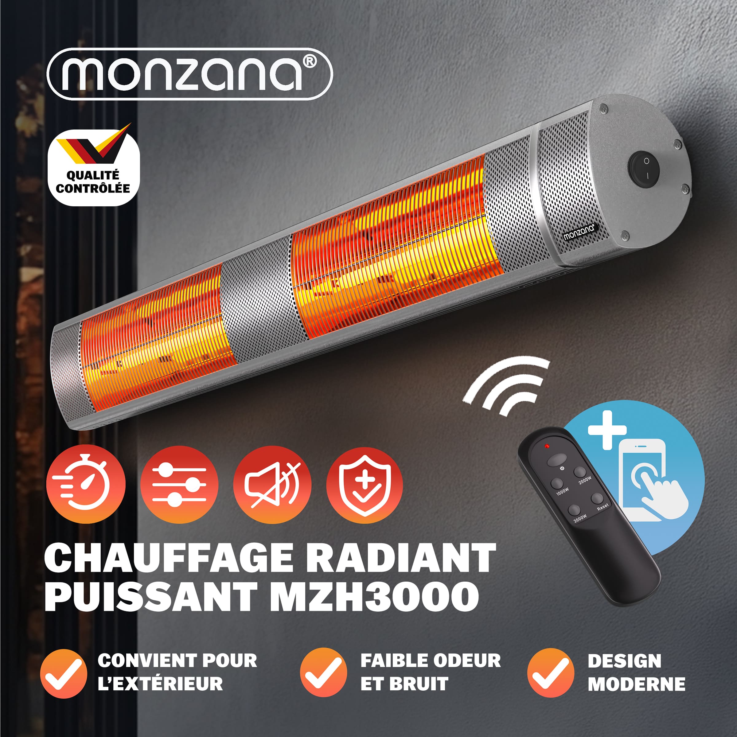Terrasverwarmer\u0020MZH3000\u0020Zilver\u00203000W Terrasverwarmer\u0020MZH3000\u0020Zilver\u00203000W