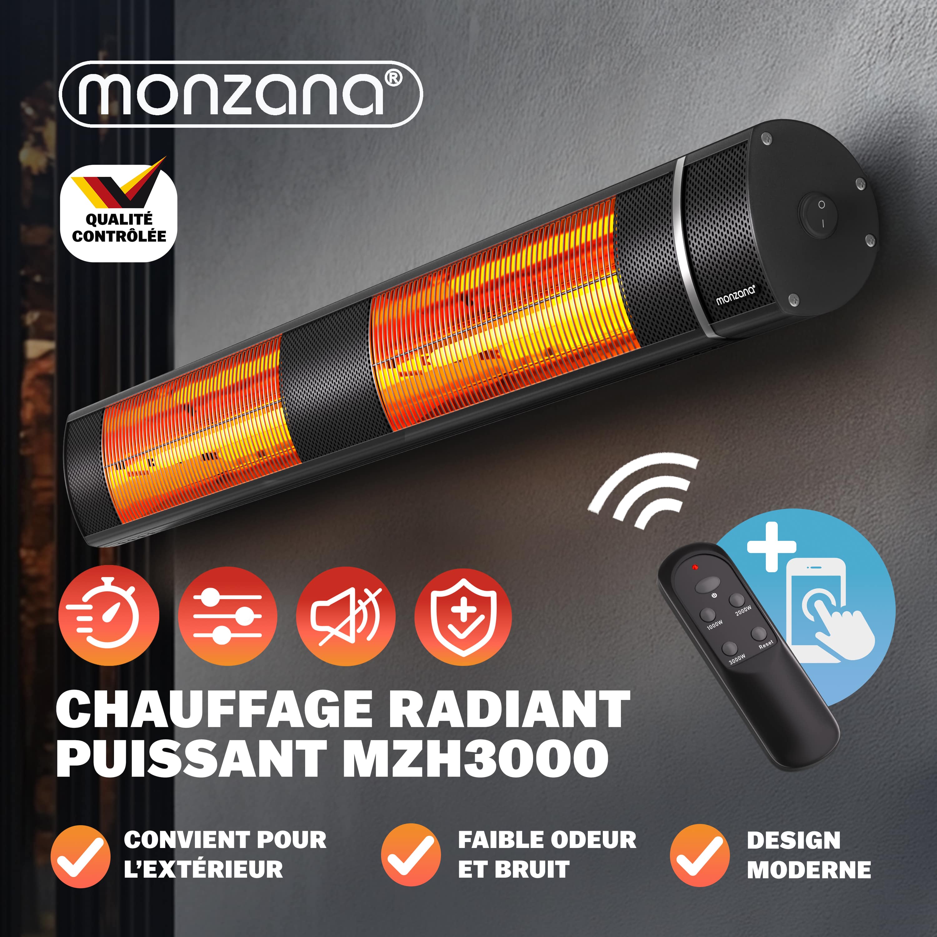 Terrasverwarmer\u0020MZH3000\u0020Zwart\u00203000W Terrasverwarmer\u0020MZH3000\u0020Zwart\u00203000W