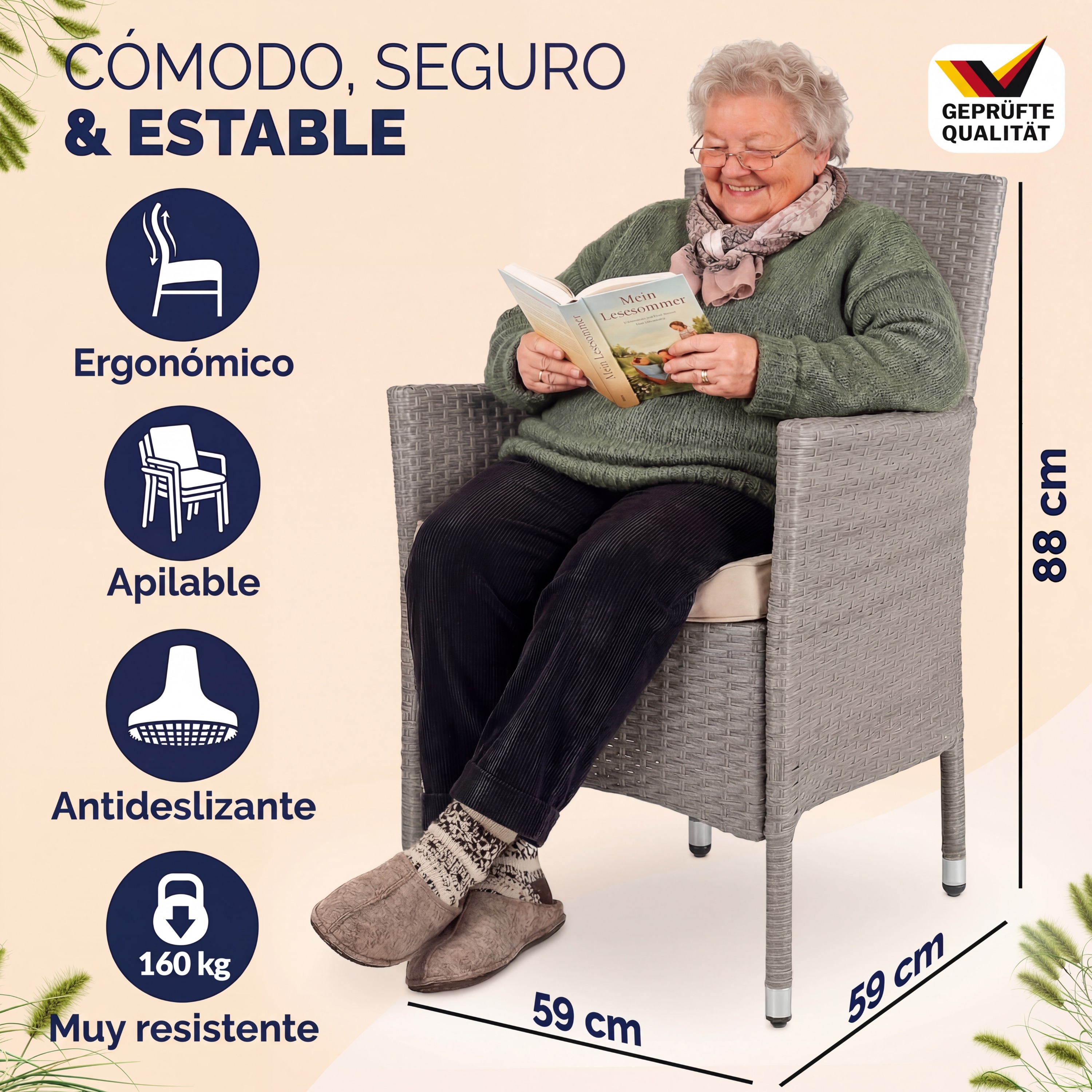 Polyrotan\u0020Tuinstoelen\u00202\u0020Stuks\u0020Cr\u00E8me\u002FBeige\u0020stapelbaar