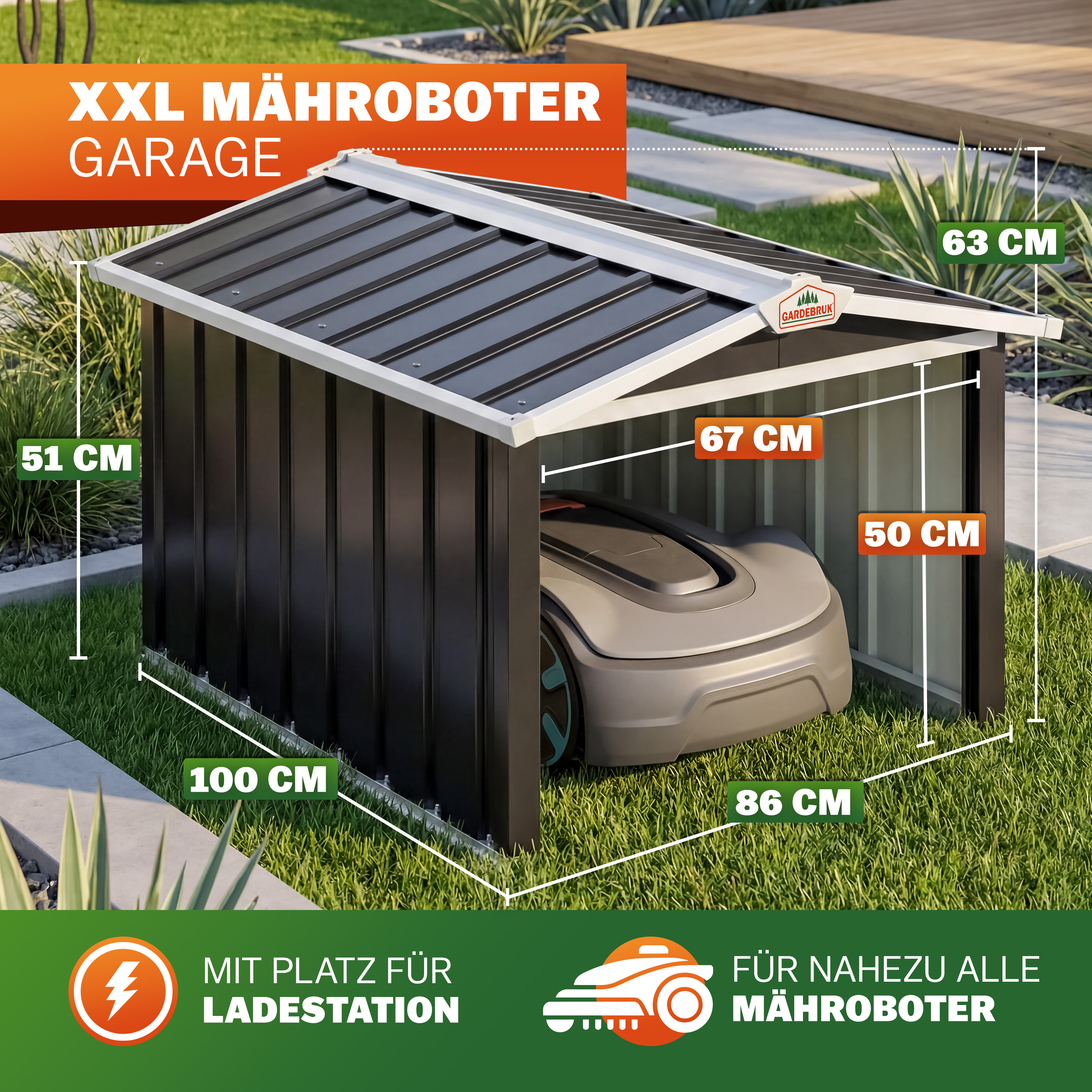 Robotmaaier\u0020Garage\u0020Antraciet\u0020Metaal\u002086x100x63cm
