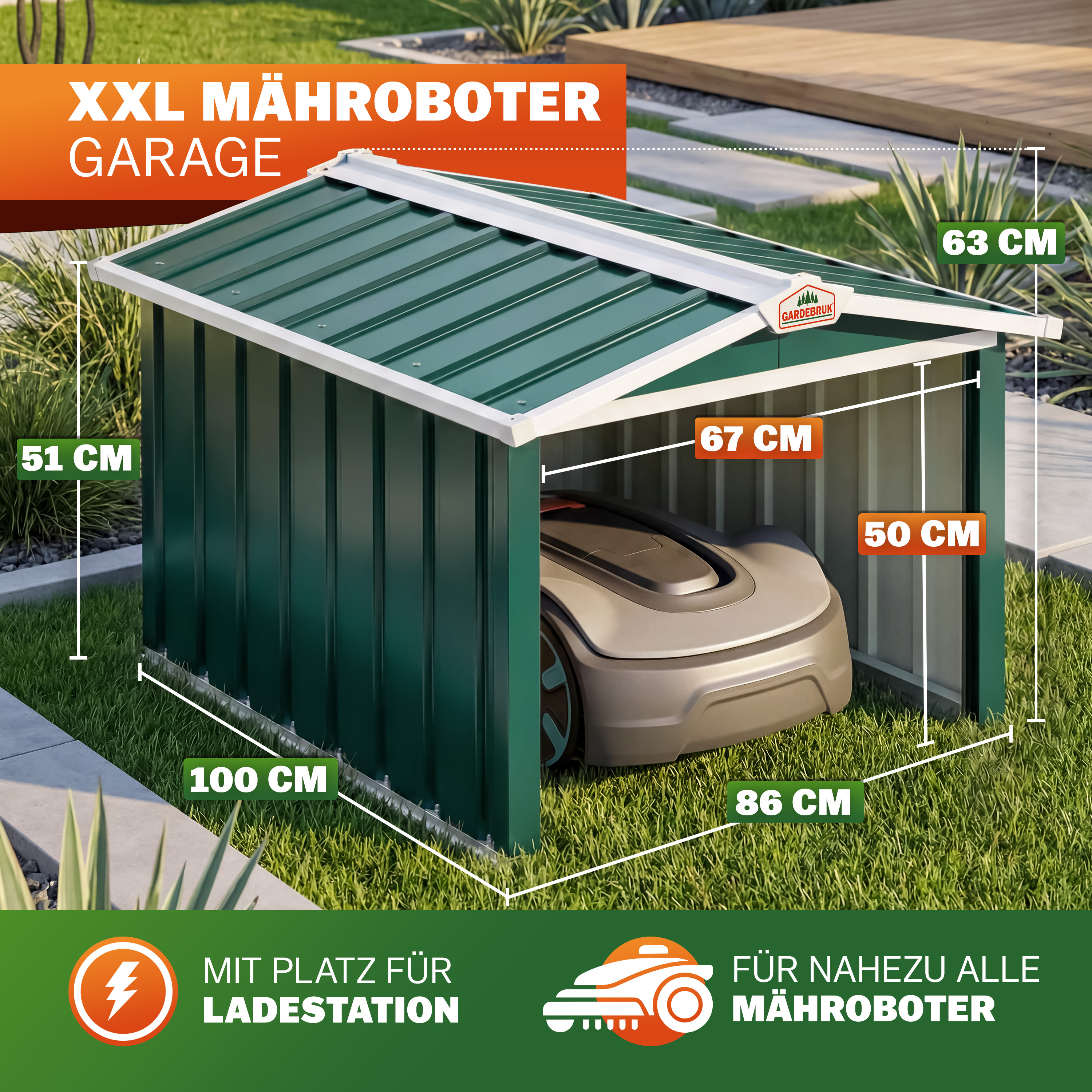 Robotmaaier\u0020Garage\u0020Groen\u0020Metaal\u002086x100x63cm Robotmaaier\u0020Garage\u0020Groen\u0020Metaal\u002086x100x63cm