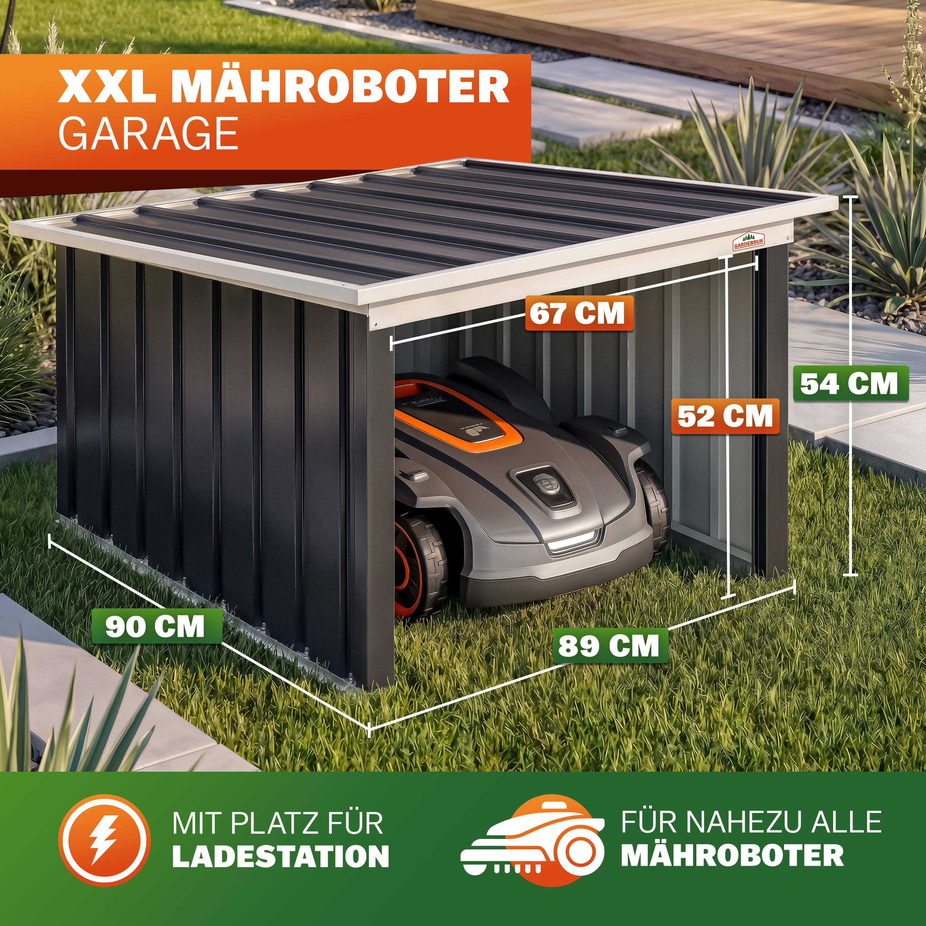 Robotmaaier\u0020Garage\u0020Antraciet\u0020Metaal\u002089x90x54cm