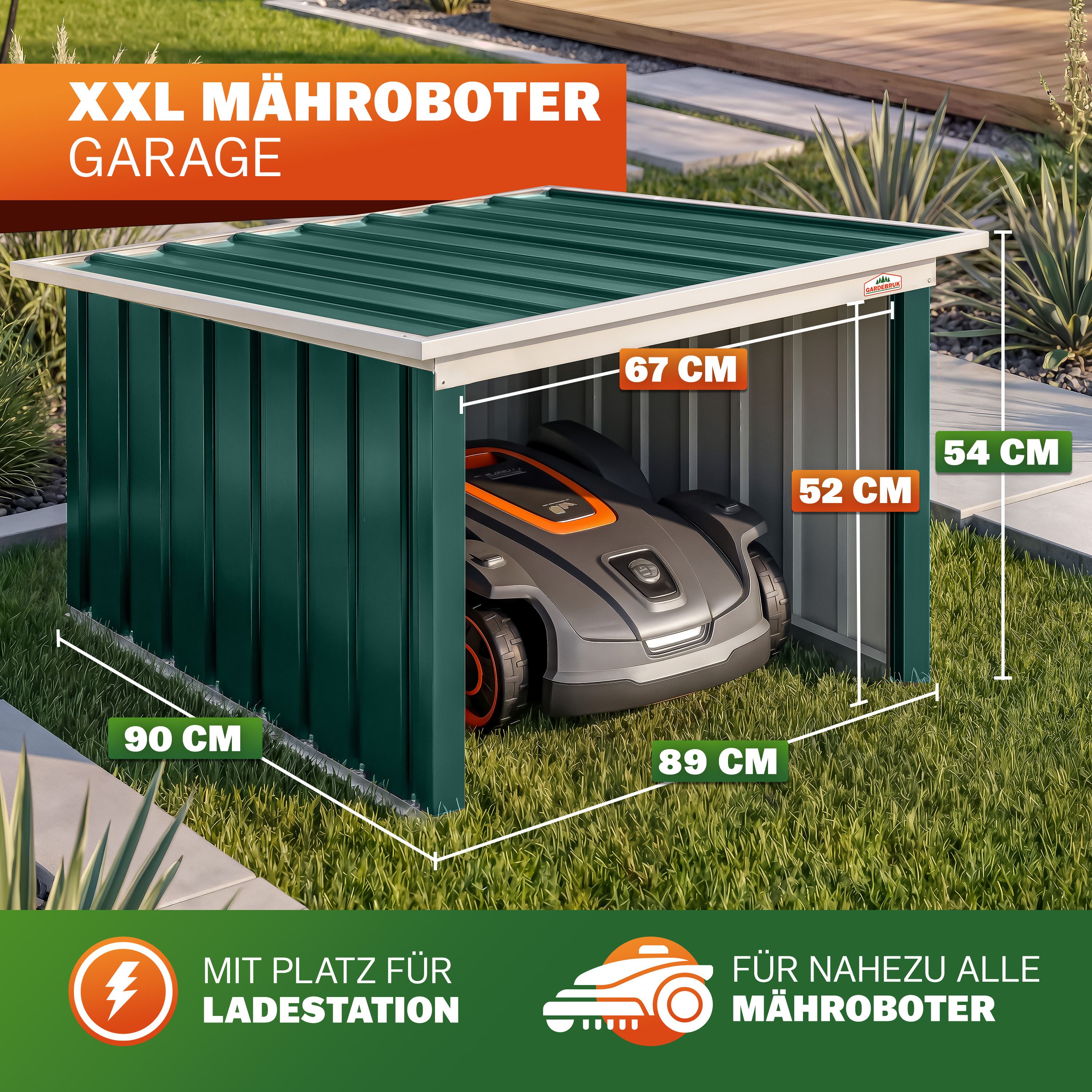 Robotmaaier\u0020Garage\u0020Groen\u0020Metaal\u002089x90x54cm Robotmaaier\u0020Garage\u0020Groen\u0020Metaal\u002089x90x54cm
