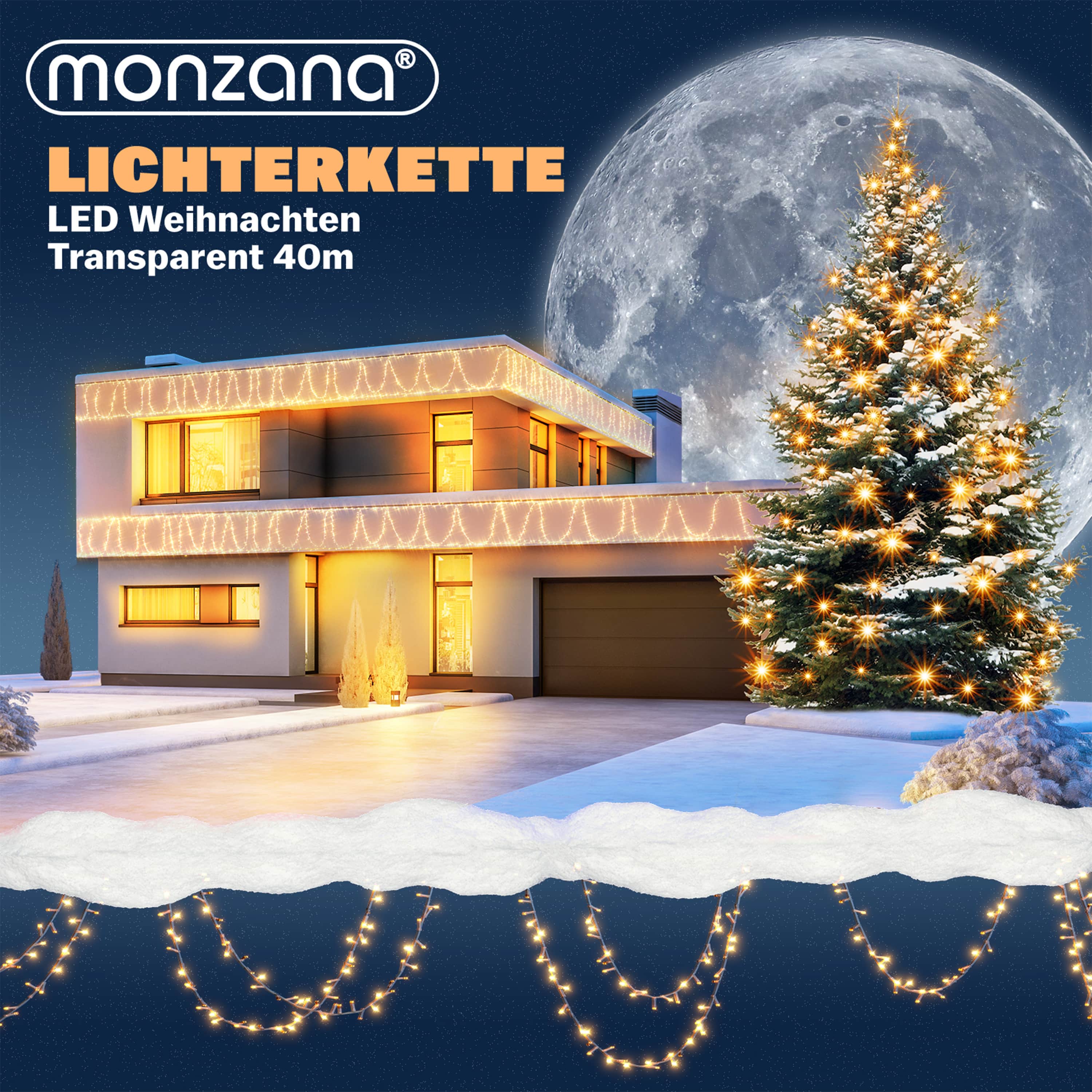Kerstverlichting\u0020Warm\u0020Wit\u002040m\u0020transparant\u0020Afstandsbediening