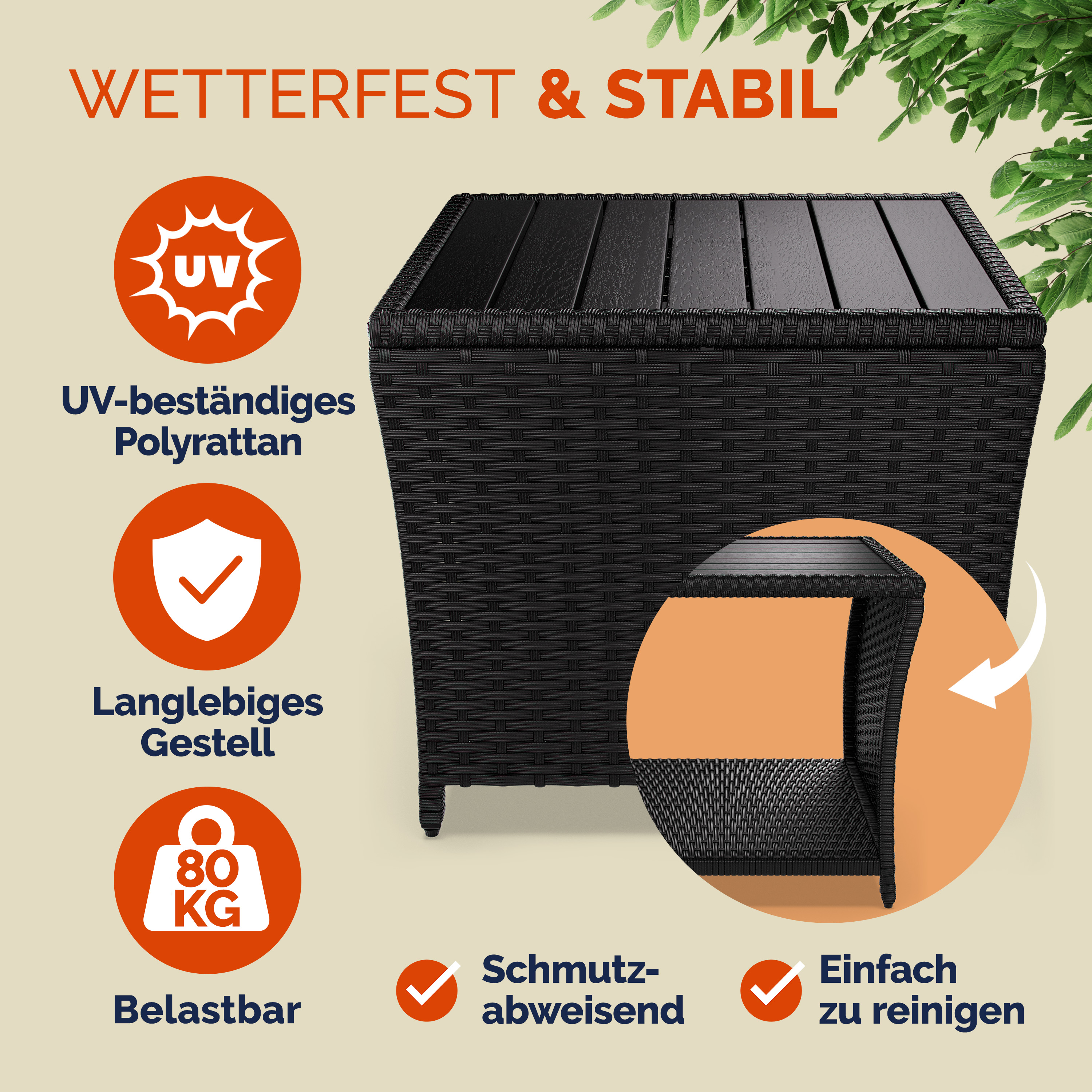 Polyrotan\u0020Bijzettafel\u0020Vedis\u0020Zwart\u002045x45x40cm Polyrotan\u0020Bijzettafel\u0020Vedis\u0020Zwart\u002045x45x40cm