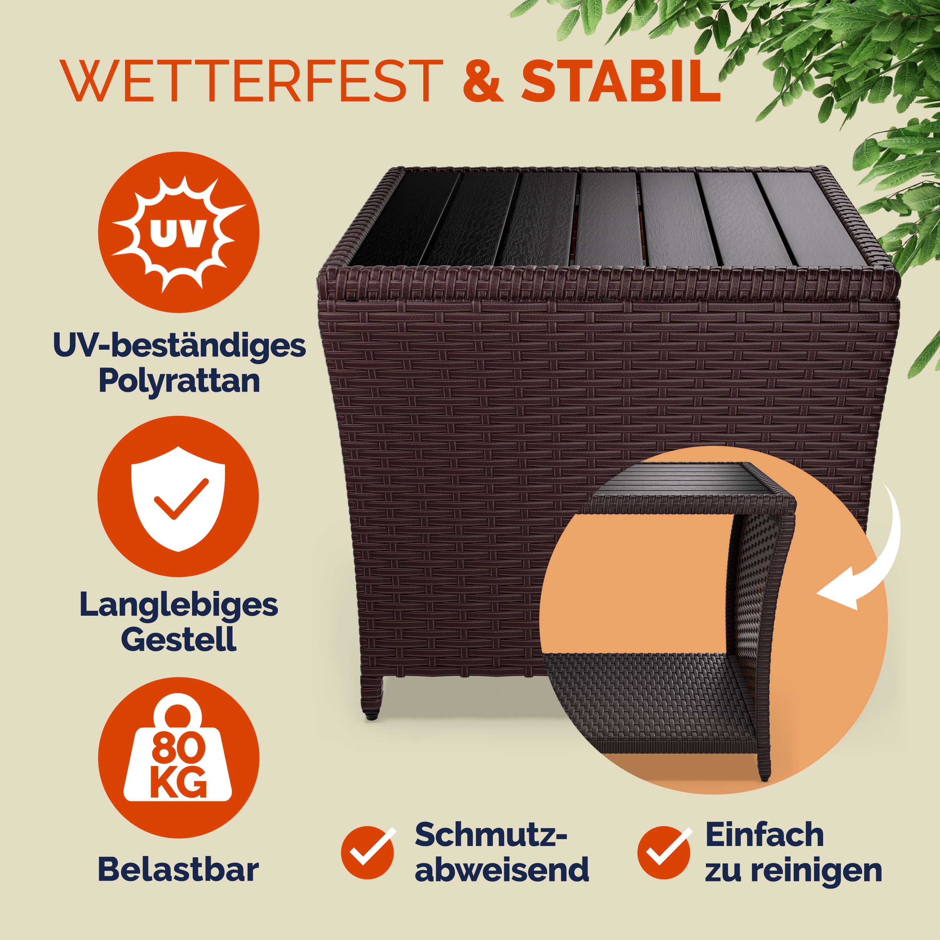Polyrotan\u0020Bijzettafel\u0020Vedis\u0020Bruin\u002045x45x40cm Polyrotan\u0020Bijzettafel\u0020Vedis\u0020Bruin\u002045x45x40cm