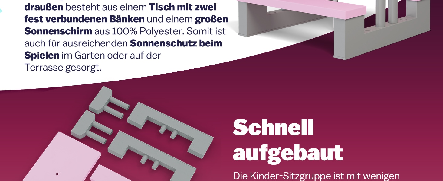 Picknicktafel\u0020voor\u0020Kinderen\u0020Roze\u0020met\u0020Parasol