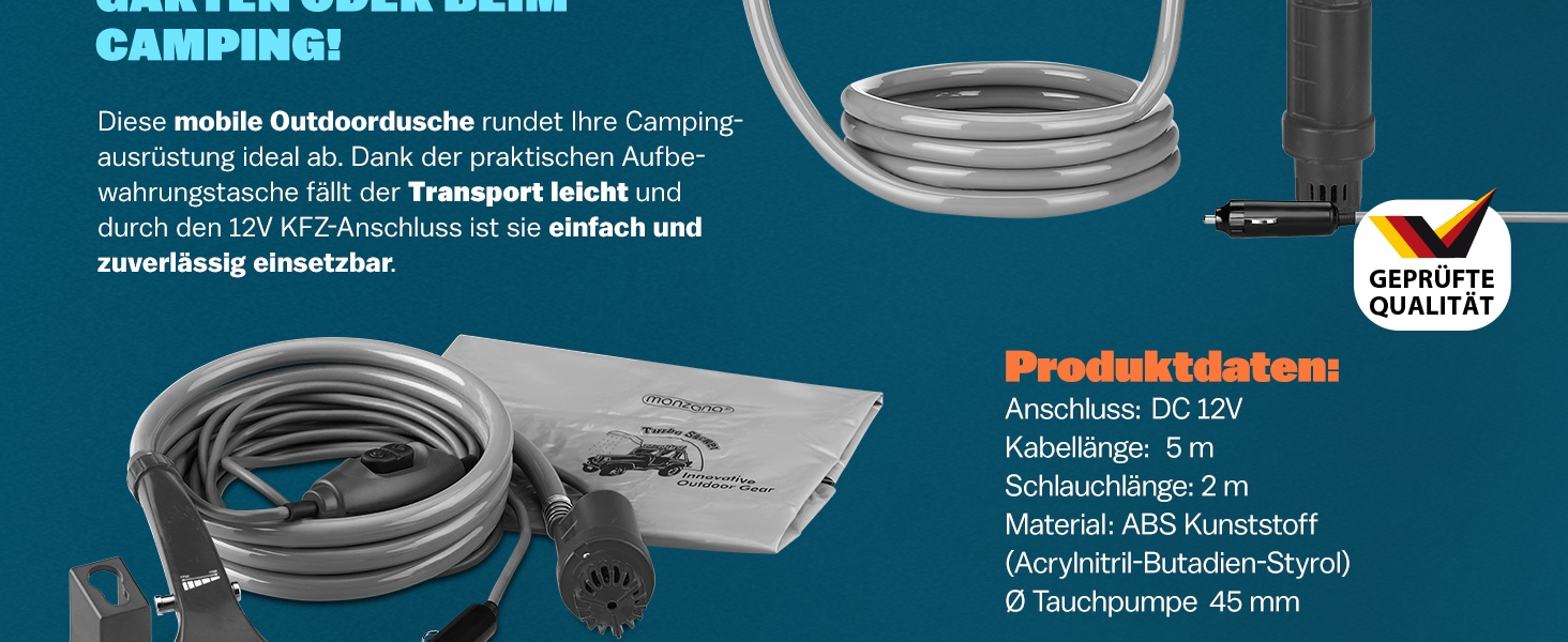 Campingdouche\u0020Antraciet\u0020met\u0020Onderwaterpomp\u0020Kunststof\u002012V