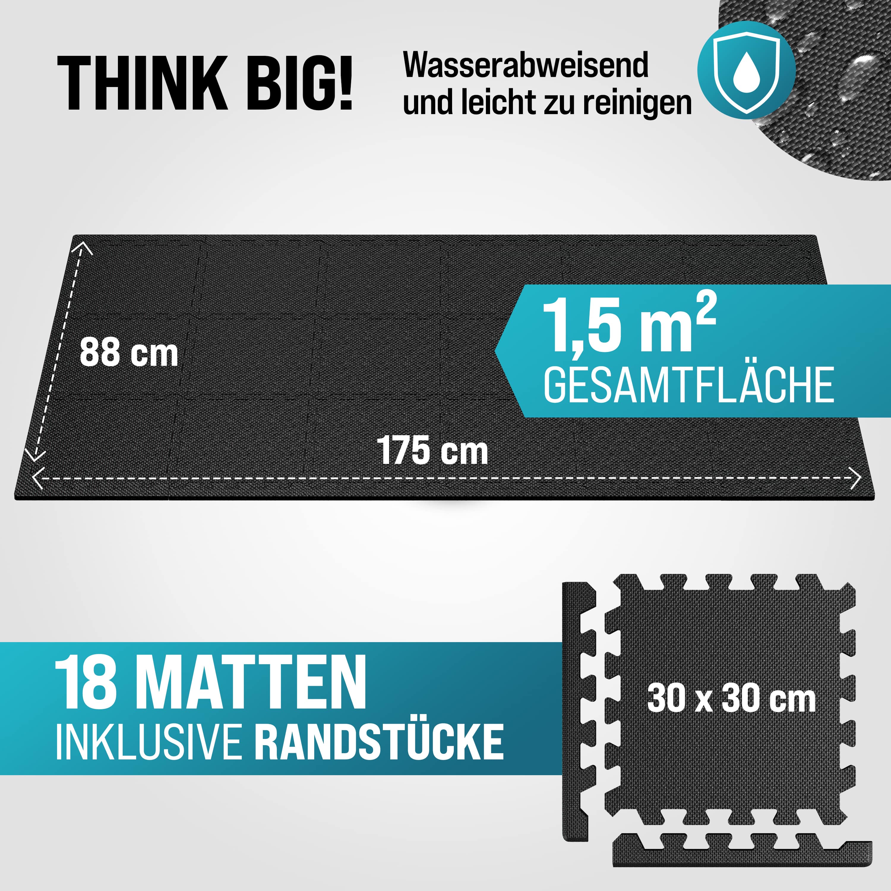 Vloerbescherming\u002Fpuzzelmat\u0020Set\u0020van\u002018\u0020Zwart\u0020175x88x1cm