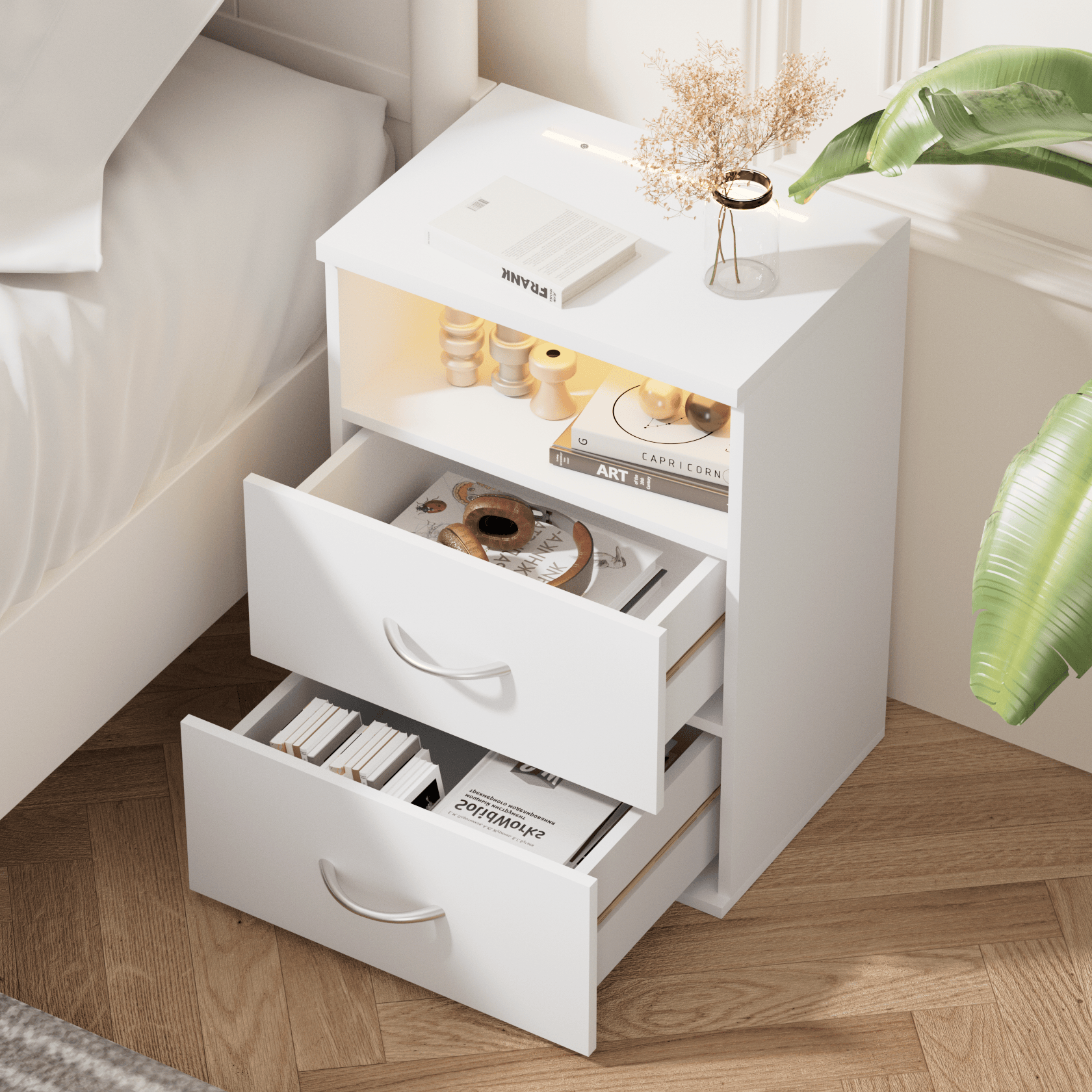 Nachtkastje\u0020Jamie\u0020Wit\u002055x40x28cm