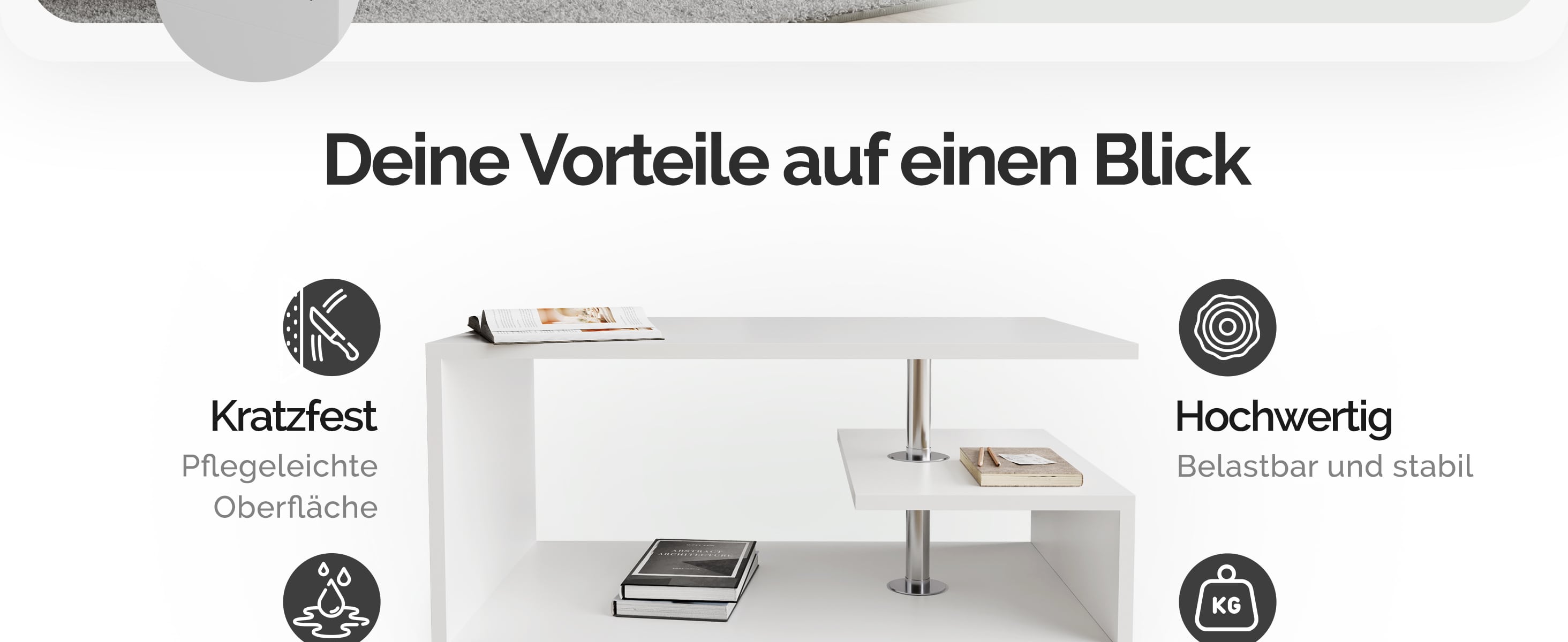 Salontafel\u0020Orlando\u0020Wit\u002095x55x50cm