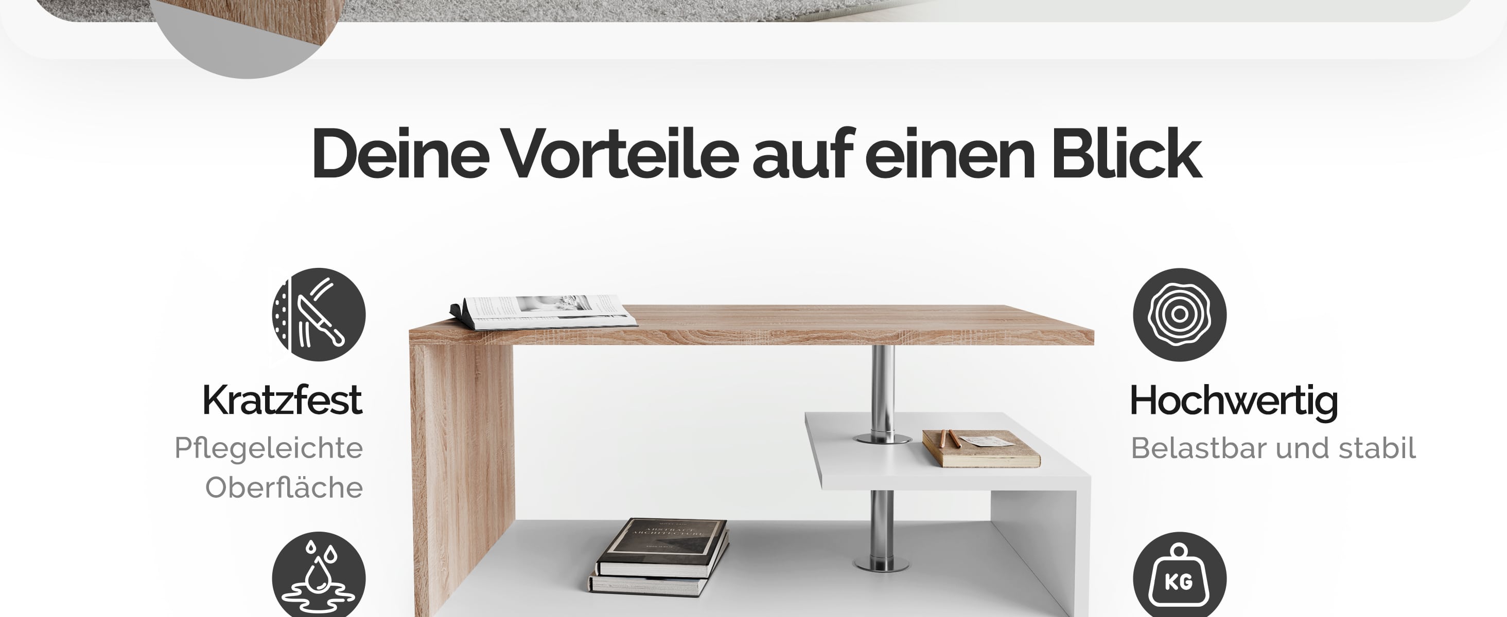 Salontafel\u0020Orlando\u0020Wit\u002FEik\u002095x55x50cm