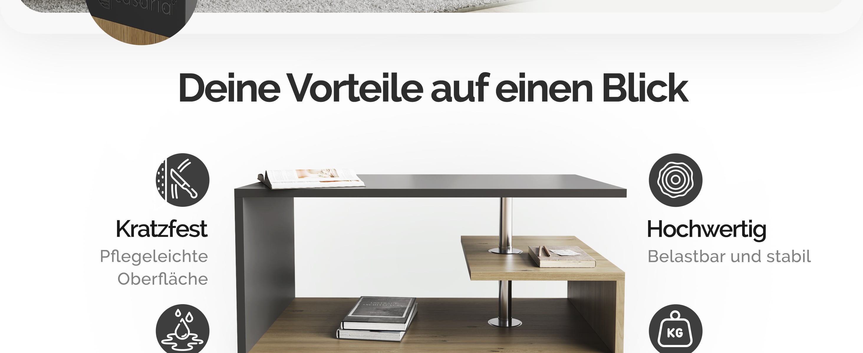 Salontafel\u0020Orlando\u0020Hout\u002FGrijs\u002095x55x50cm