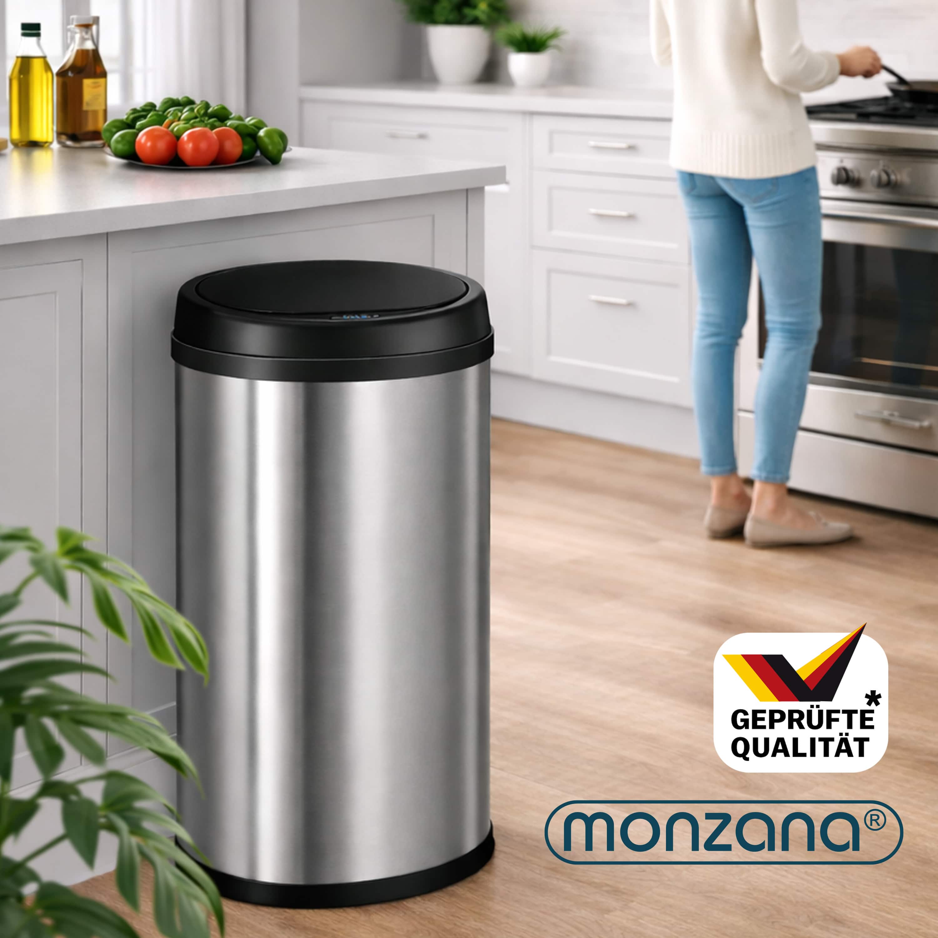 Sensor\u0020afvalbak\u0020Zilver\u0020roestvrij\u0020staal\u002030\u0020liter