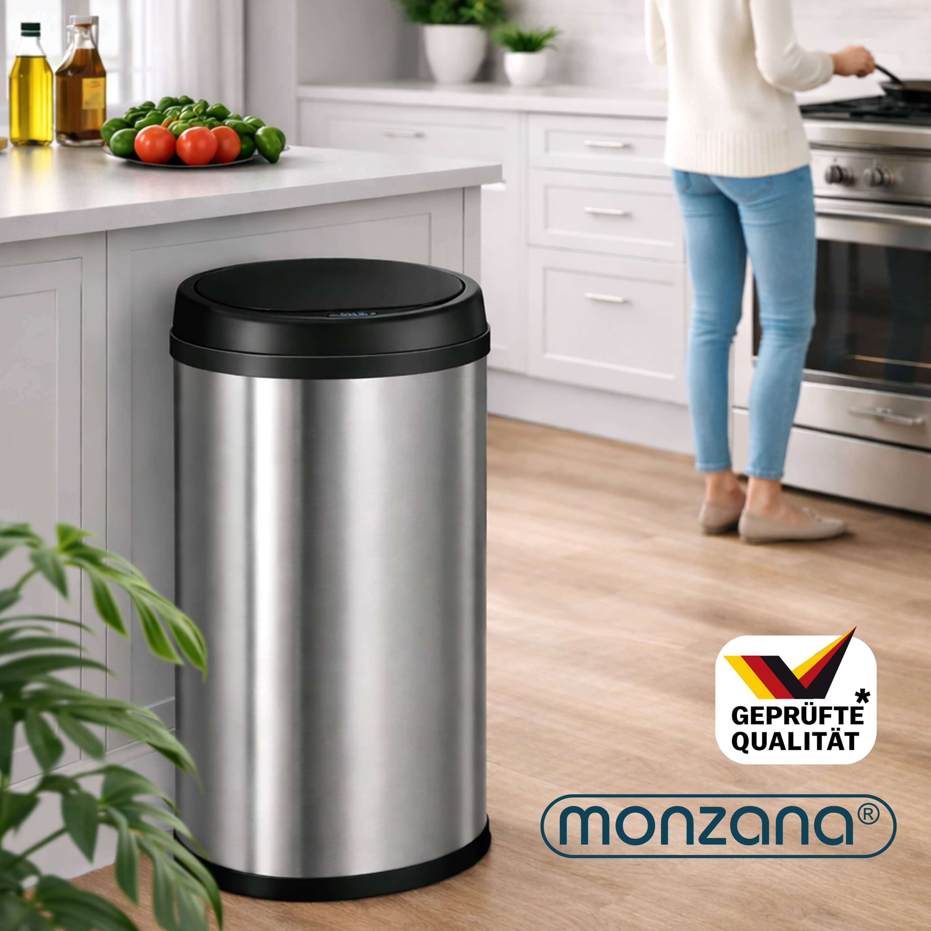 Sensor\u0020afvalbak\u0020Zilver\u0020roestvrij\u0020staal\u002040\u0020liter
