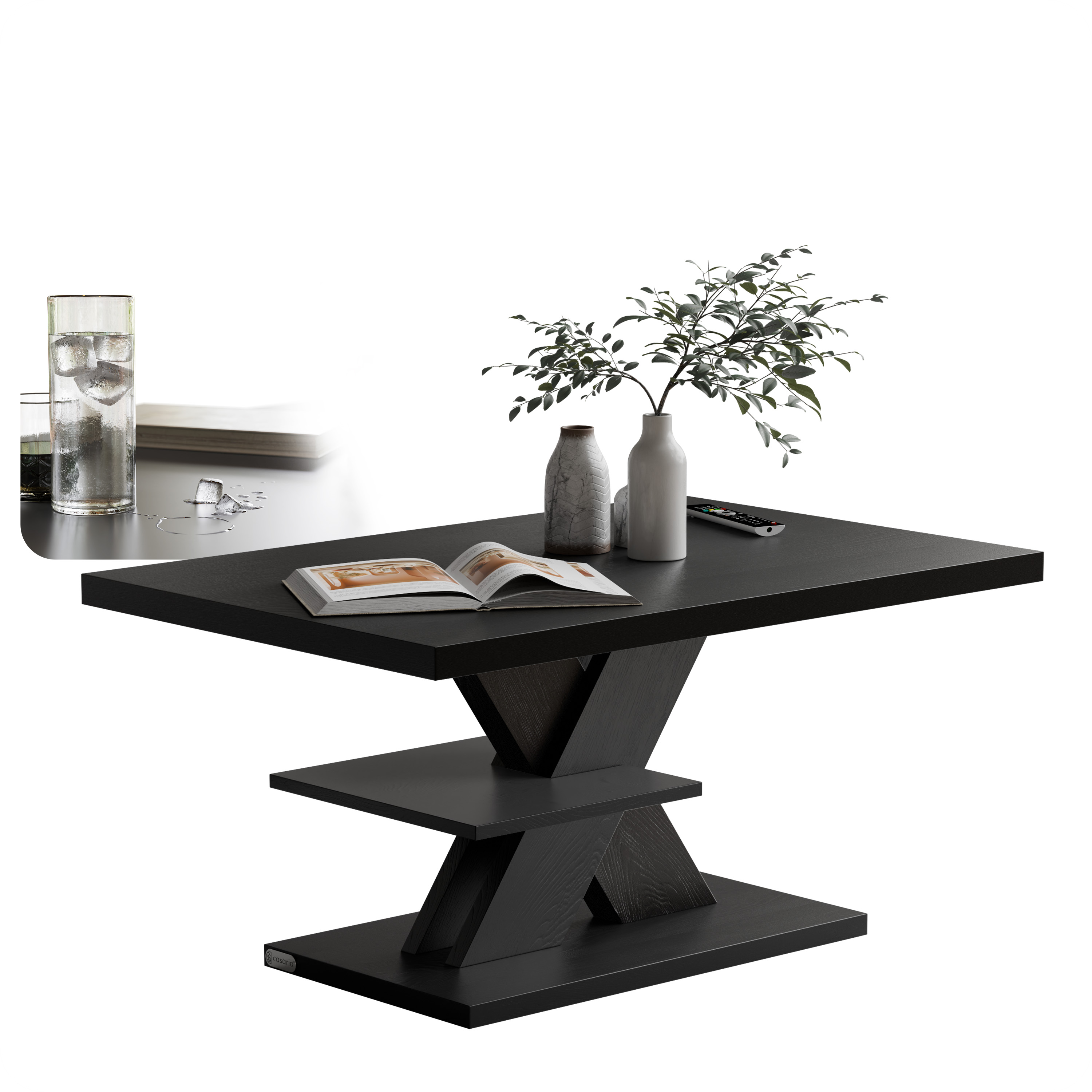 Salontafel\u0020Detroit\u0020Zwart\u002090x60x45cm
