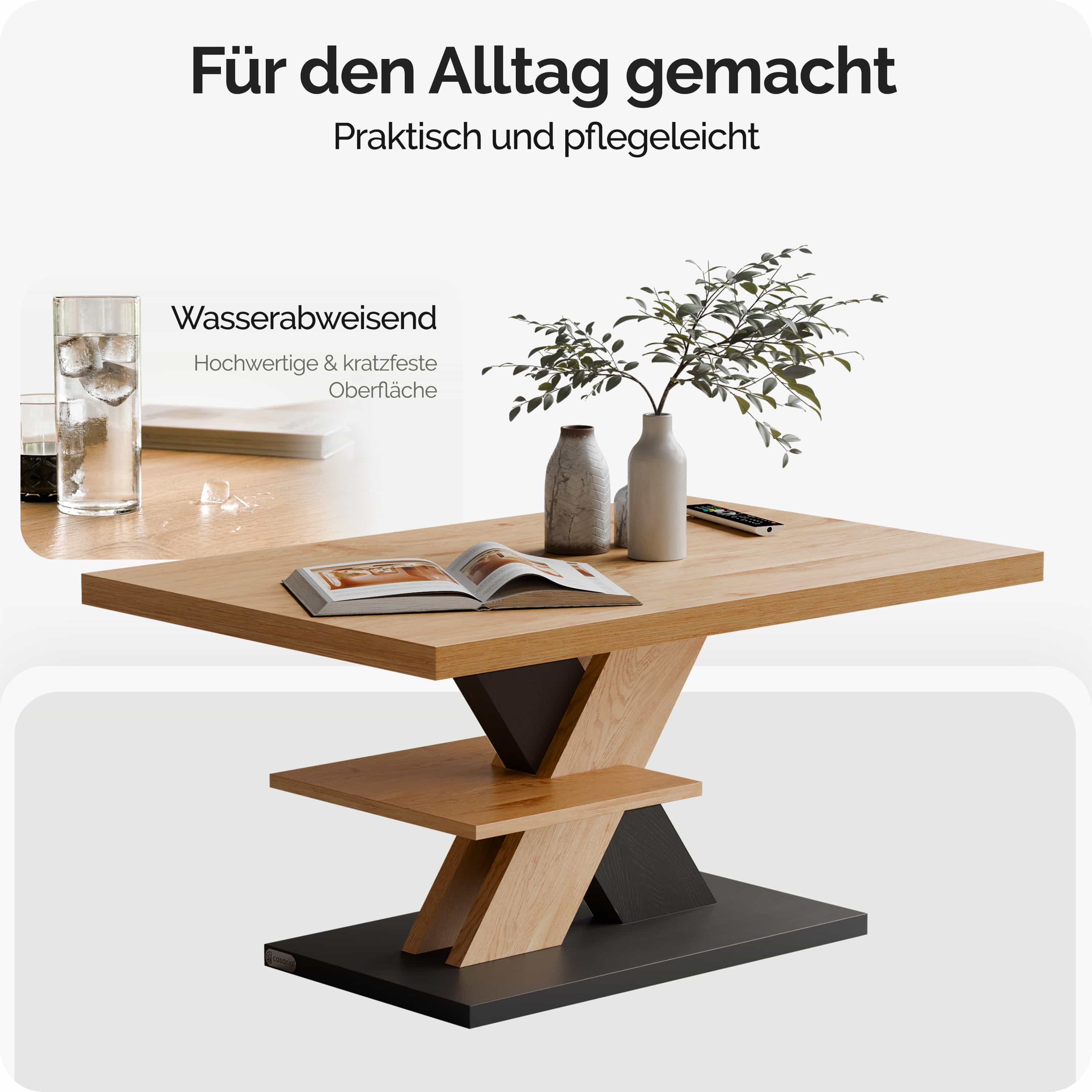 Salontafel\u0020Detroit\u0020Hout\u002FGrijs\u002090x60x45cm