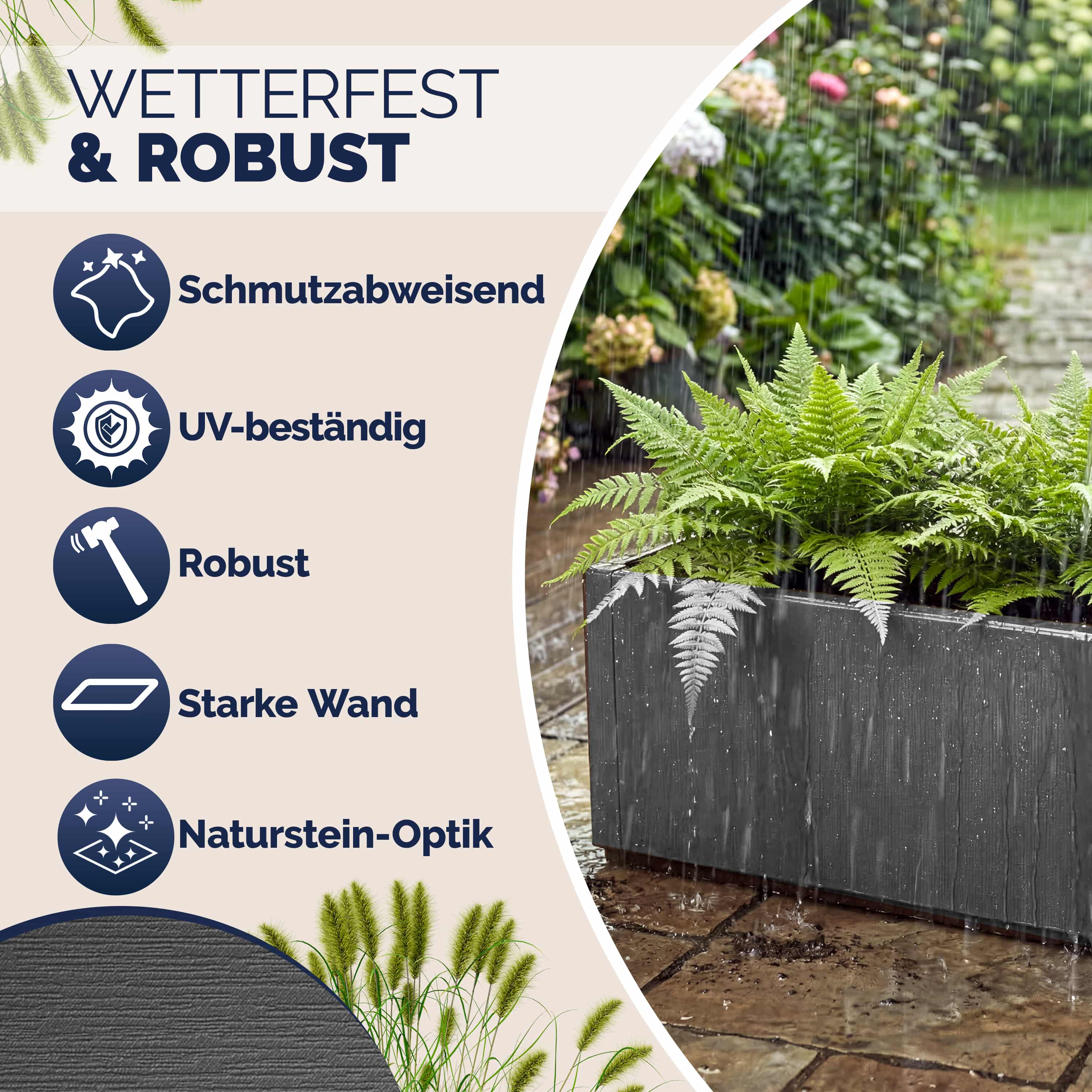 Bloempot\u0020Ethica\u0020Antraciet\u0020plastic\u002080x36x36cm