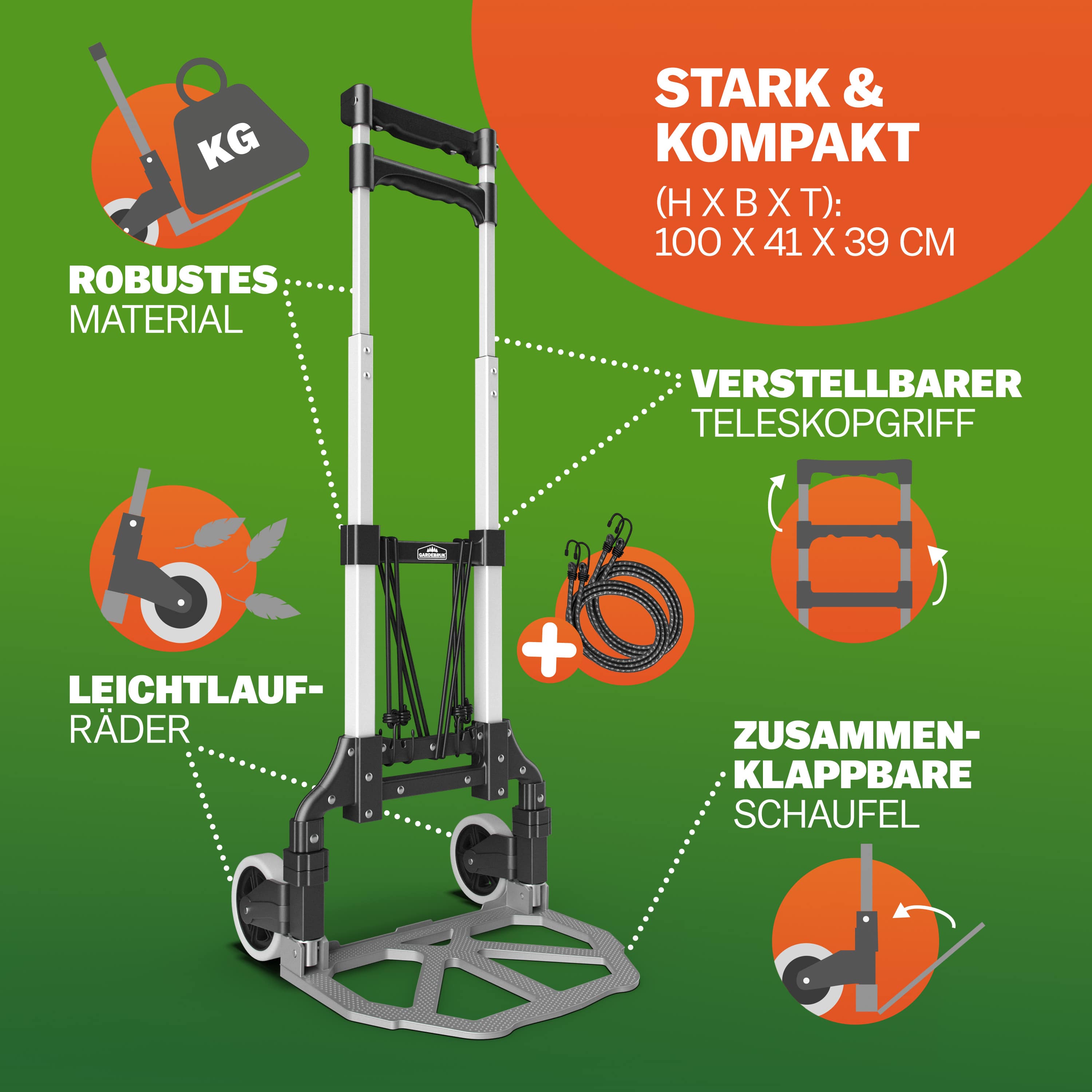 Steekwagen\u0020Zilver\u002FZwart\u0020aluminium\u002080kg\u0020in\u0020hoogte\u0020verstelbaar