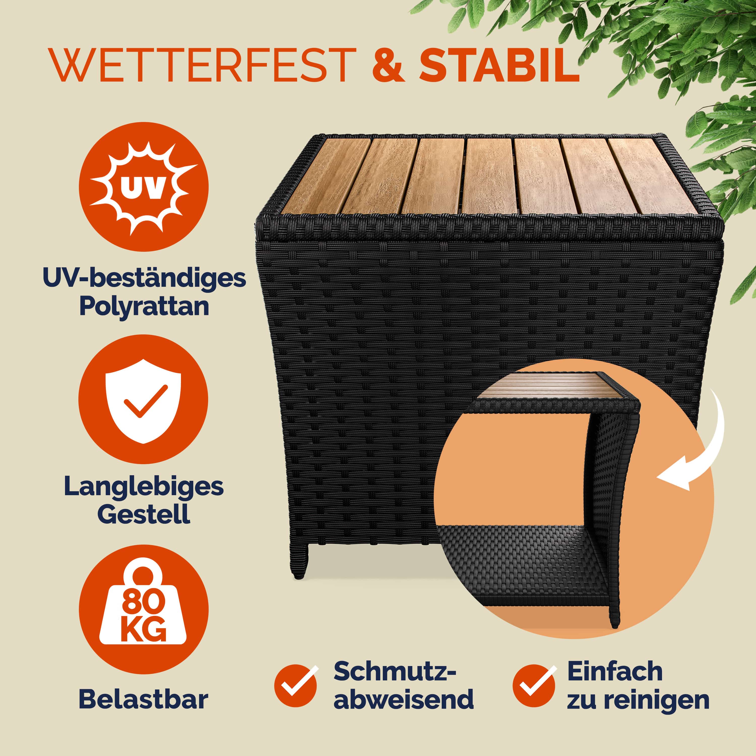 Polyrattan\u0020bijzettafel\u0020zwart\u002045x45x40cm
