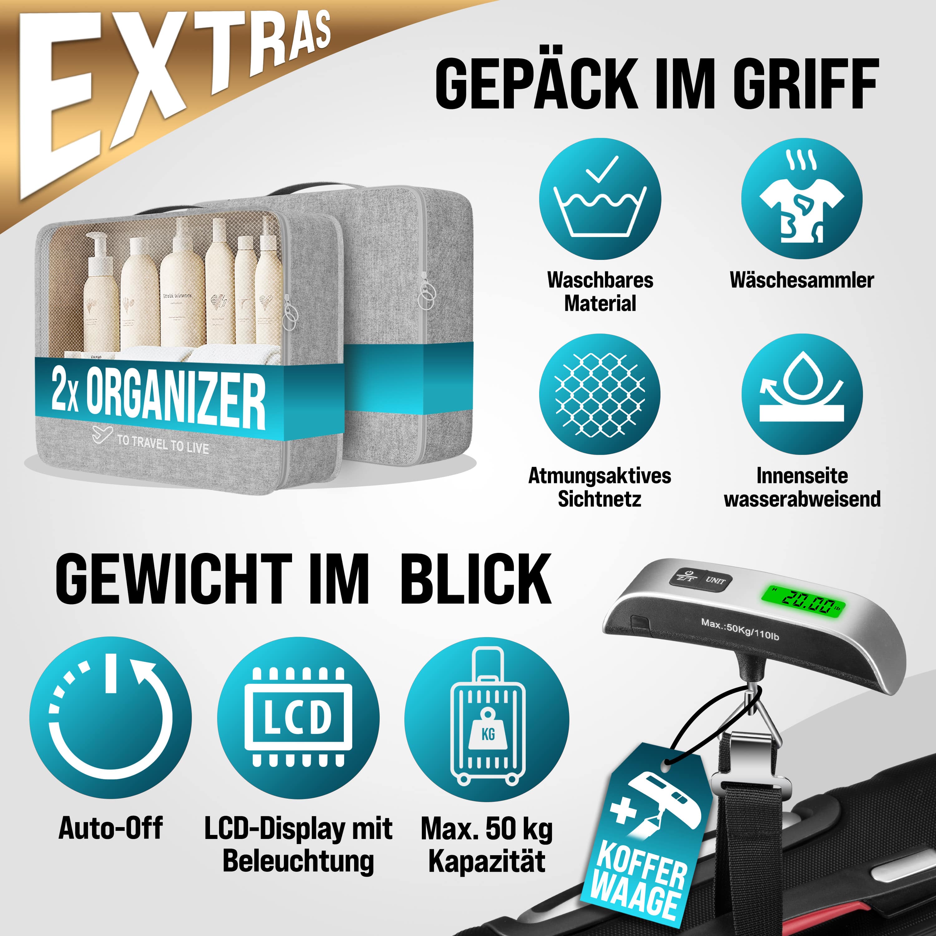 Reiskoffers\u00203\u002Ddelige\u0020Exopack\u0020Zwart\u0020ABS\u0020toebehoren