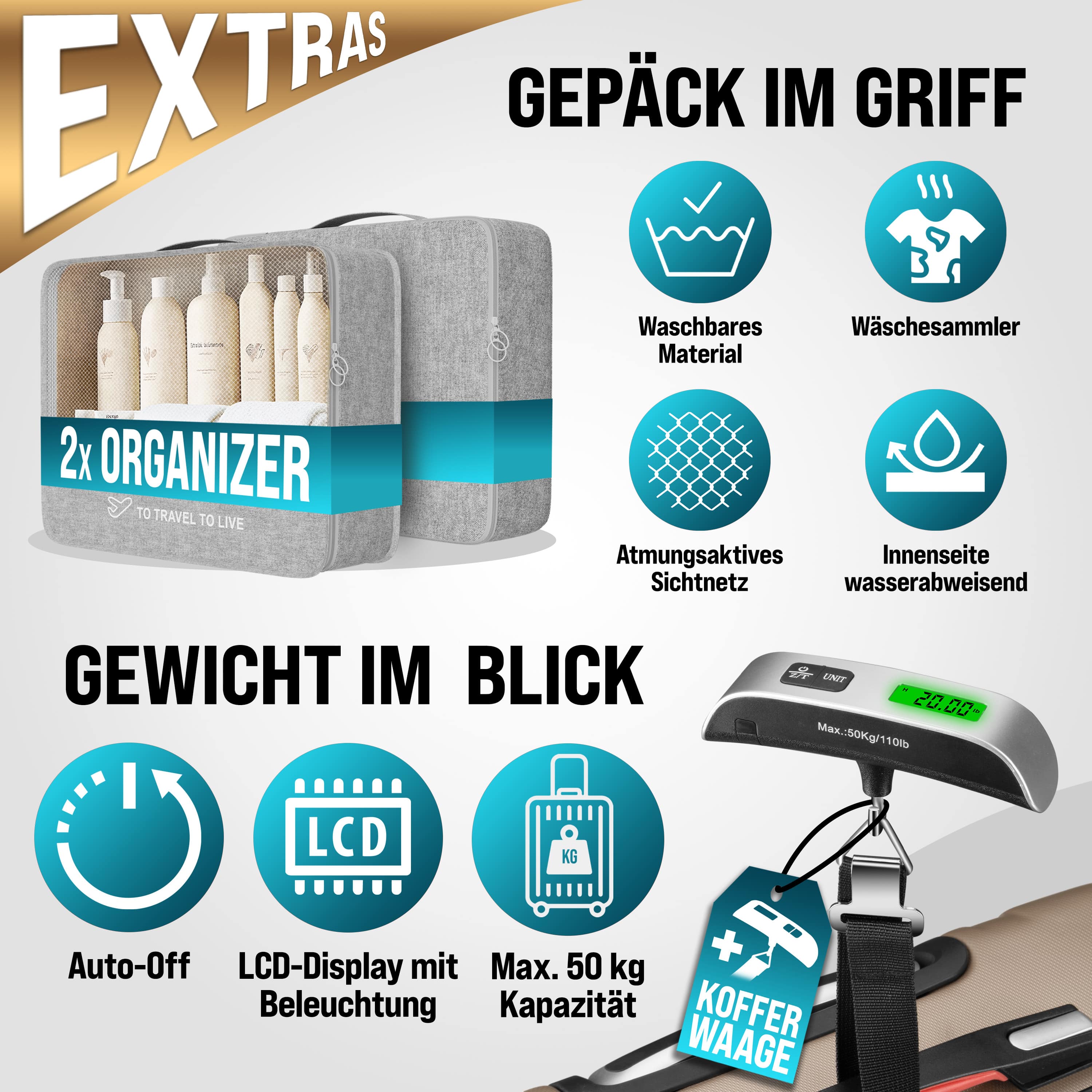 Reiskoffers\u00203\u002Ddelige\u0020Exopack\u0020Champagne\u0020ABS\u0020toebehoren