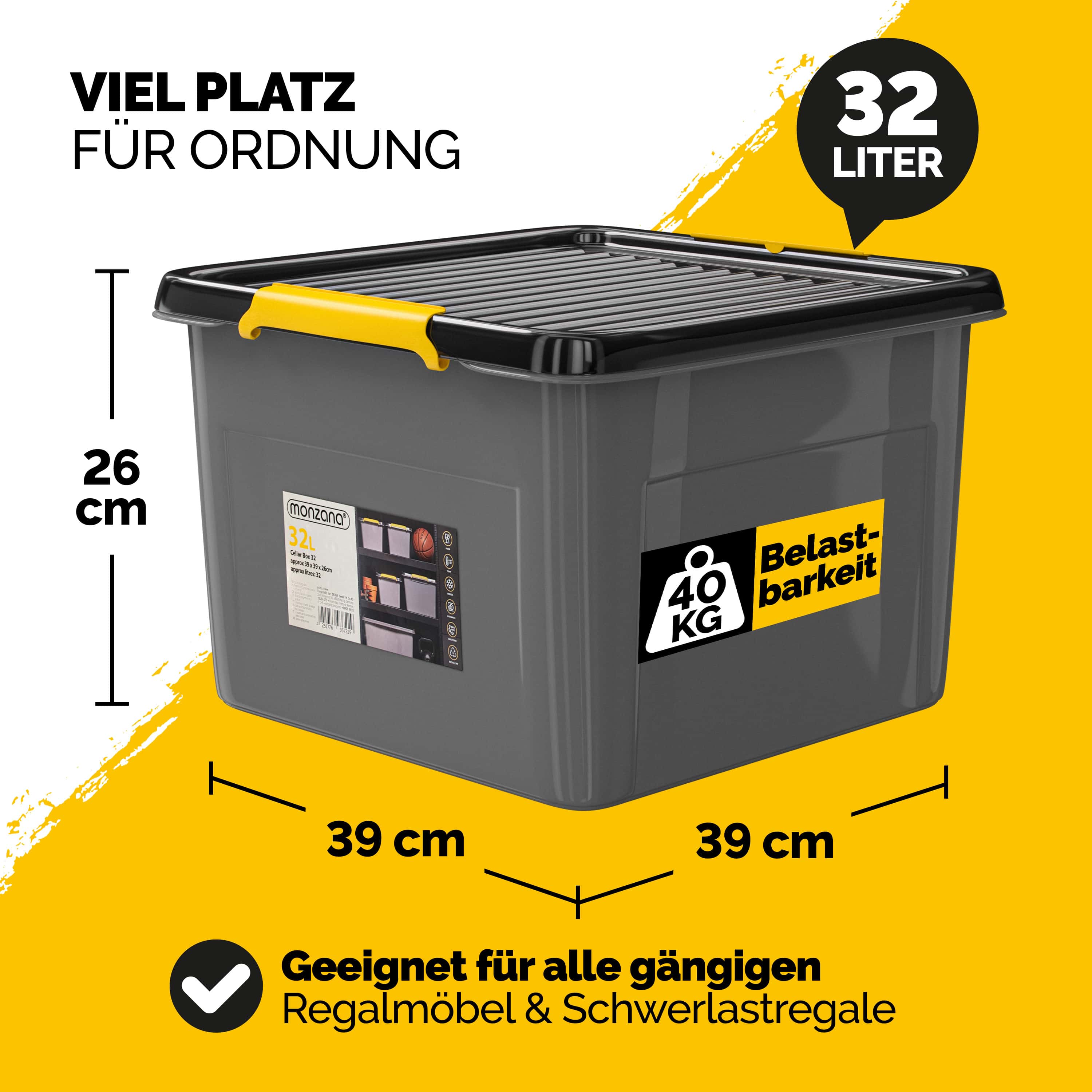 Opbergbox\u0020Grijs\u002FAntraciet\u002039x39x26cm\u0020stapelbaar\u002032L