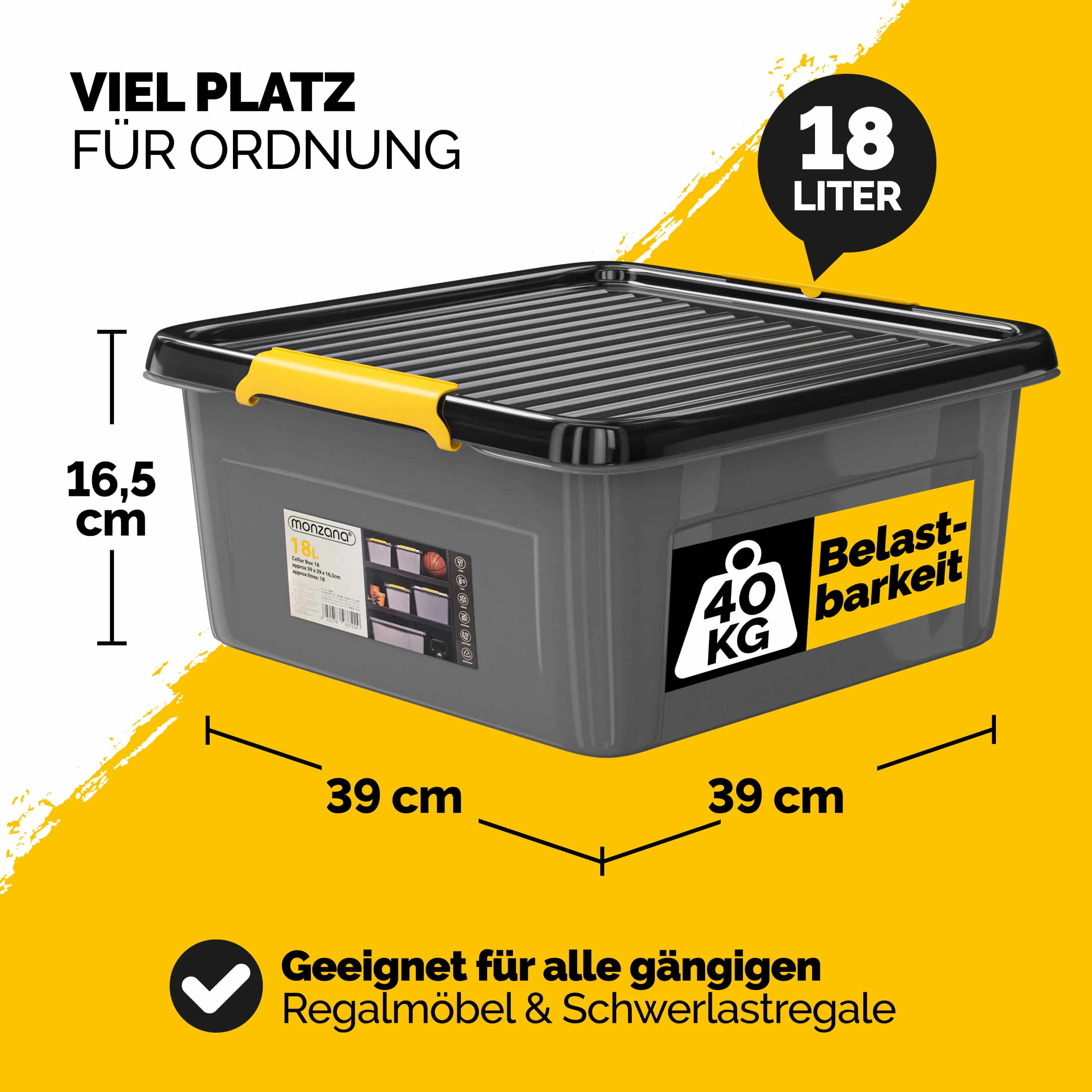 Opbergbox\u0020Grijs\u002FAntraciet\u002039x39x16cm\u0020stapelbaar\u002018L