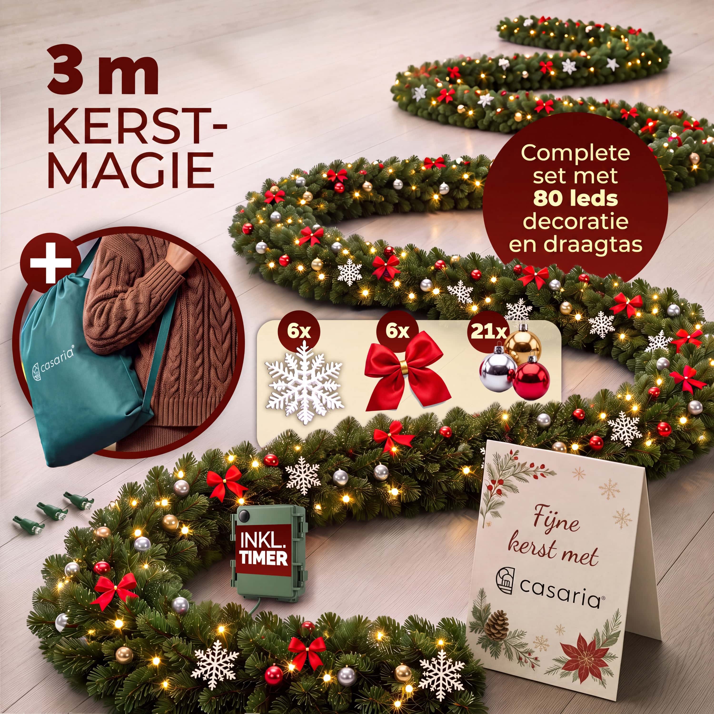 Premium\u0020kerstguirlande\u00203m\u0020met\u0020lichtsnoer\u0020en\u0020decoratie