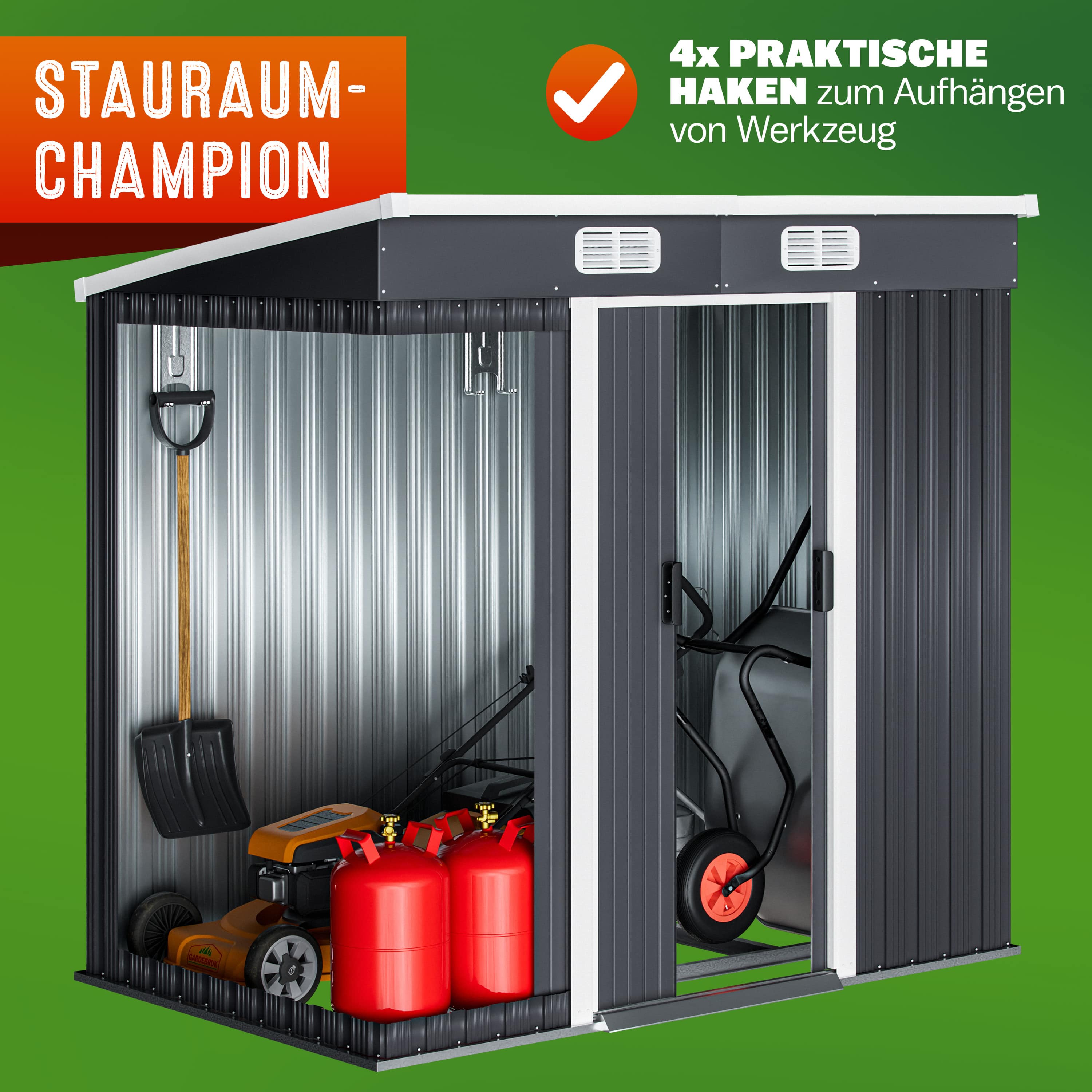 Tuinhuis\u0020Antraciet\u0020Metaal\u0020196x122x182cm