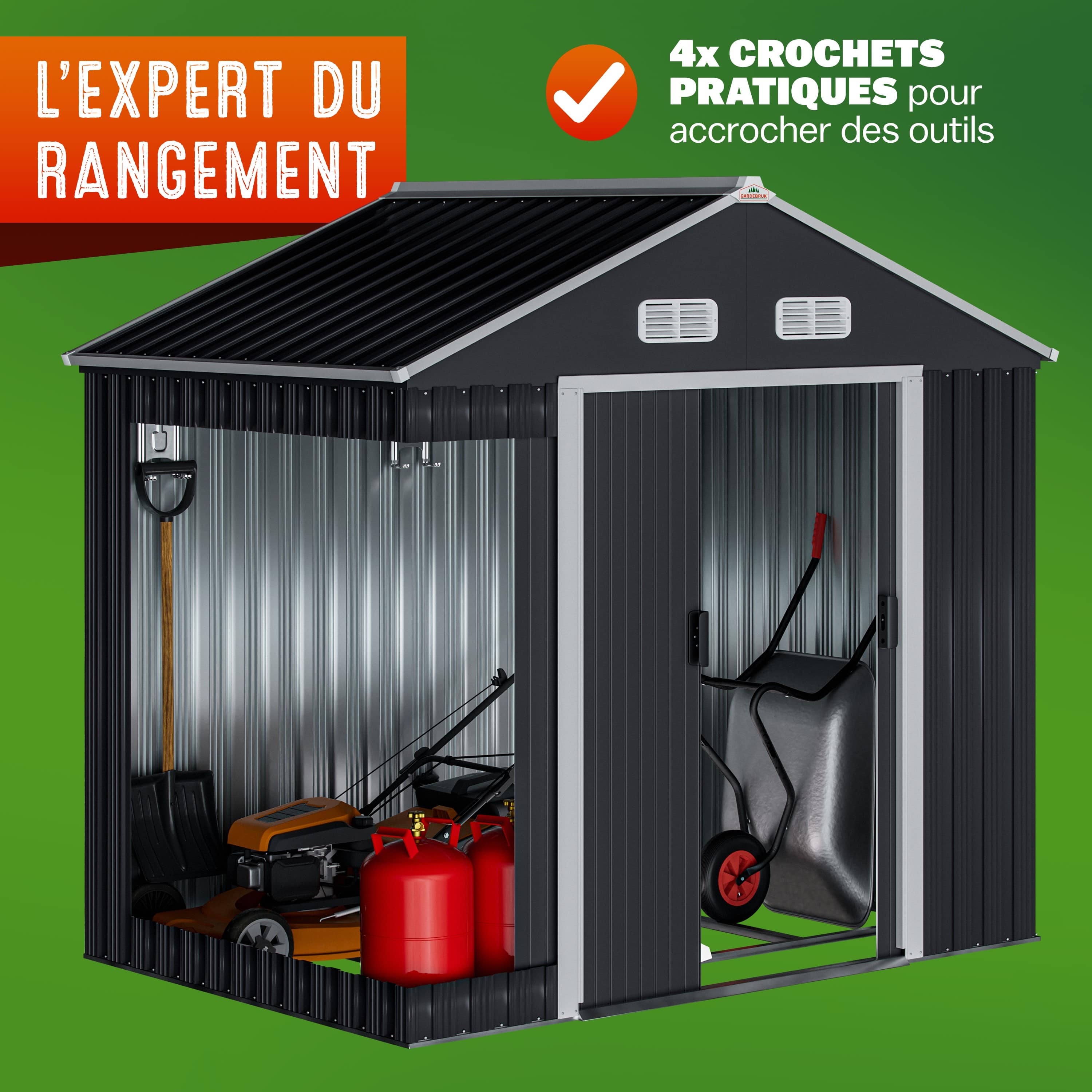 Tuinhuis\u0020XL\u0020Antraciet\u0020Metaal\u0020190x135x200cm\u0020Fundament