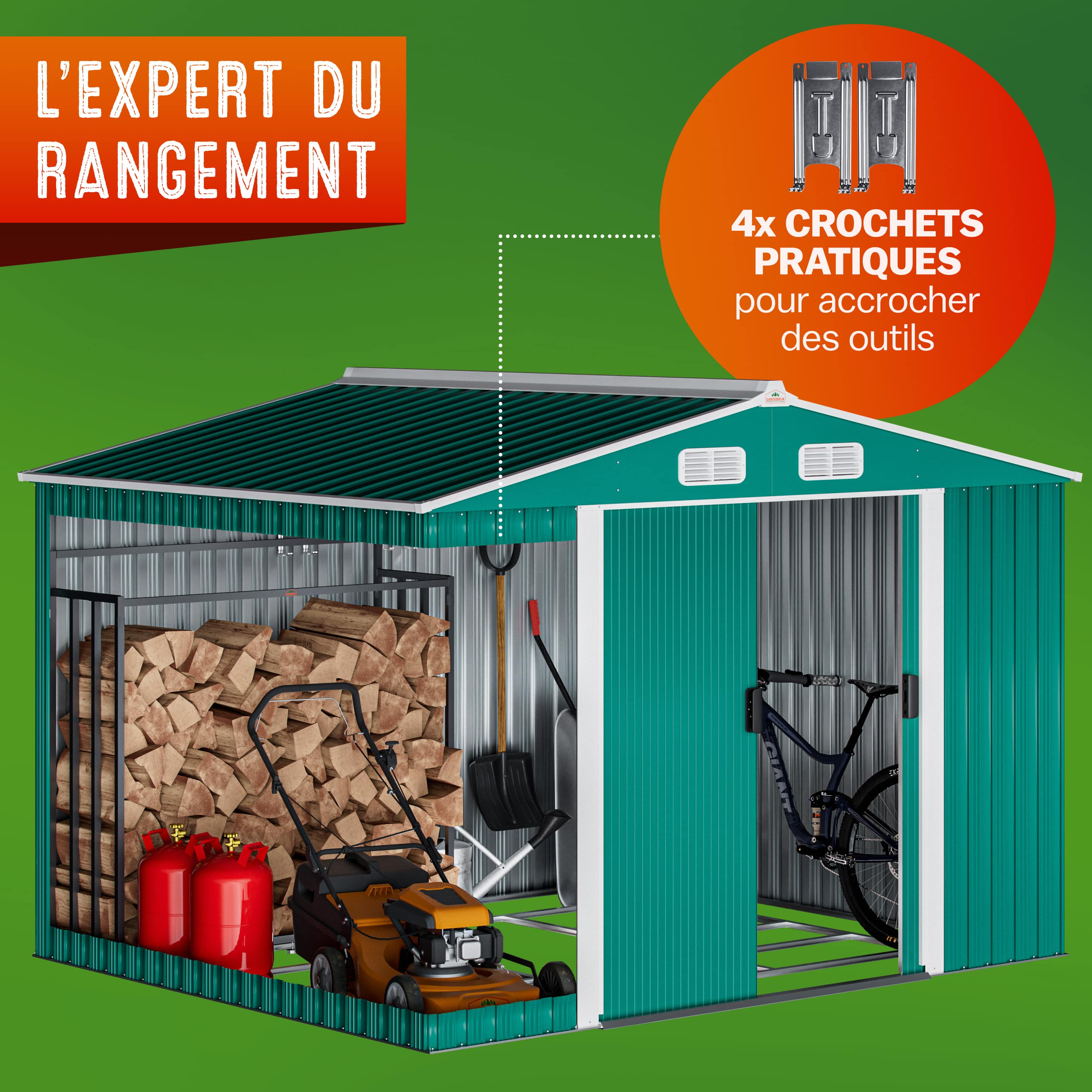 Tuinhuis\u0020Groen\u0020Metaal\u0020260x205x180cm
