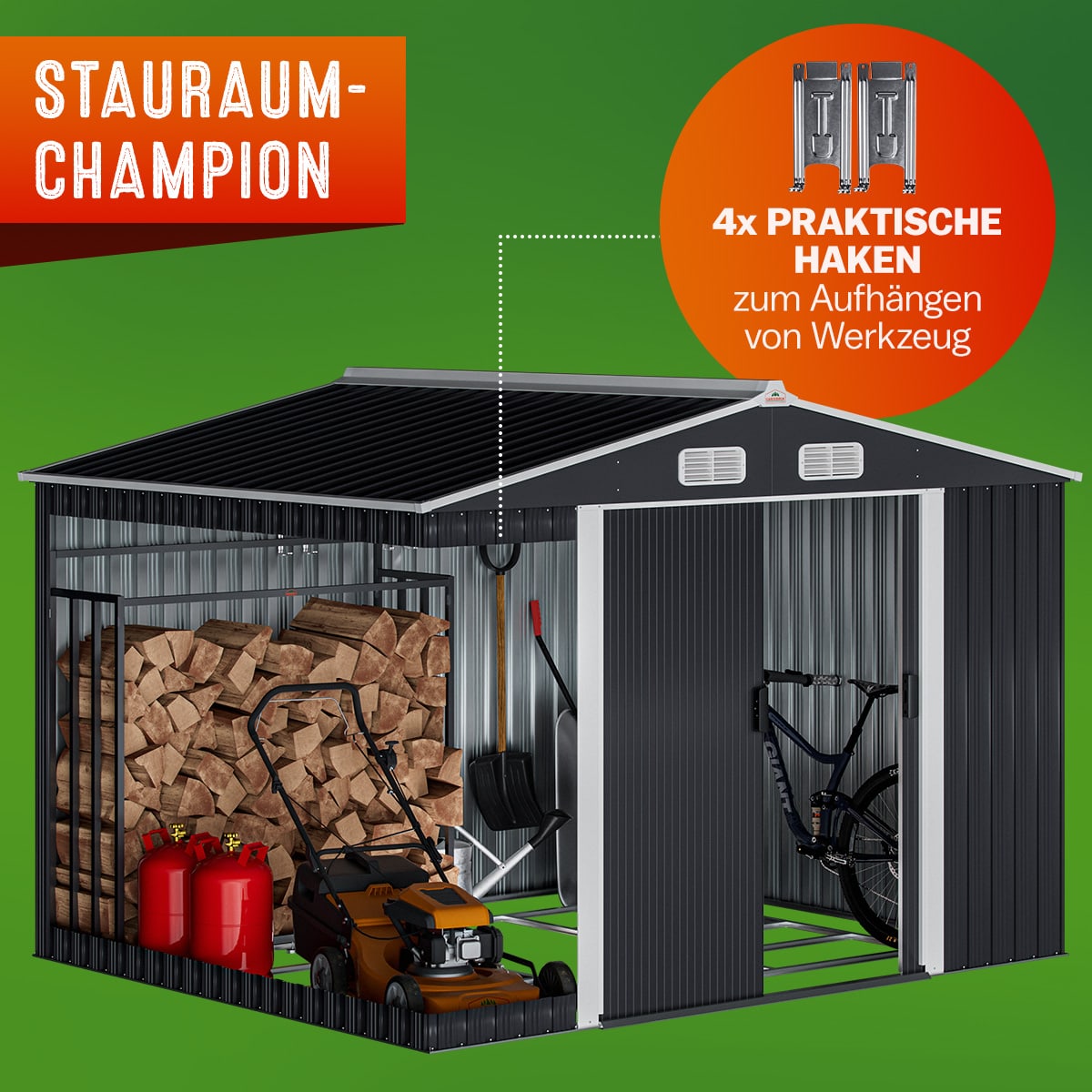 Tuinhuis\u0020Antraciet\u0020Metaal\u0020260x205x180cm