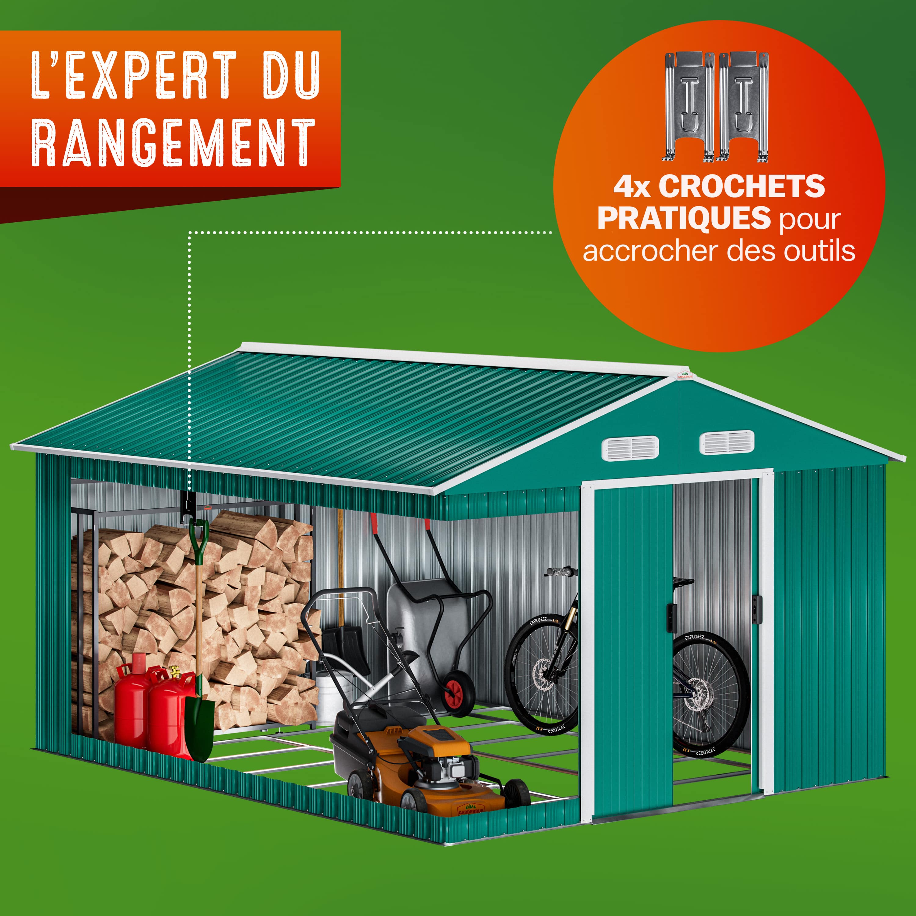 Tuinhuis\u0020Groen\u0020Metaal\u0020260x315x180cm