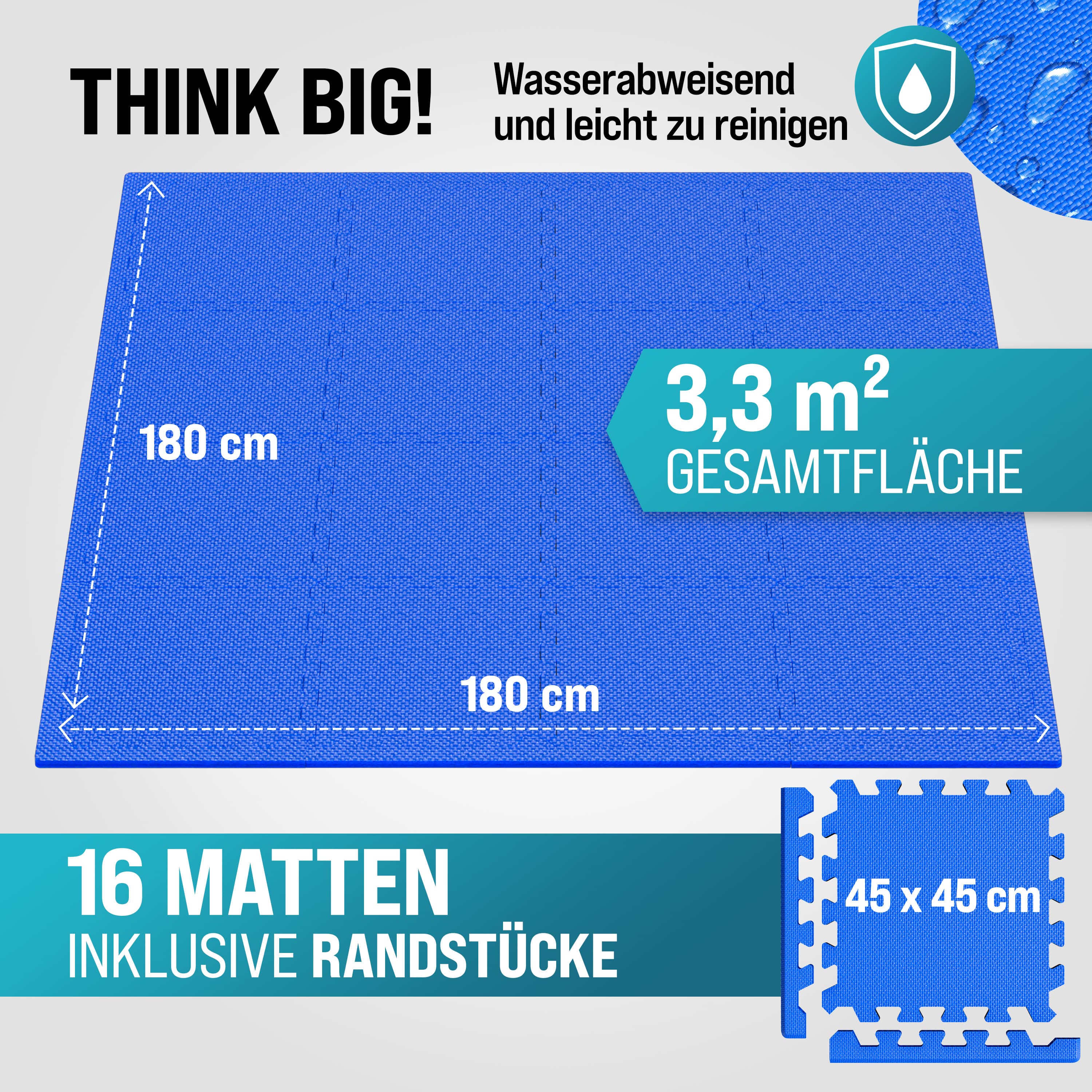 Vloerbescherming\u002FPuzzelmat\u002016\u0020stuks\u0020Blauw\u0020180x180x1cm