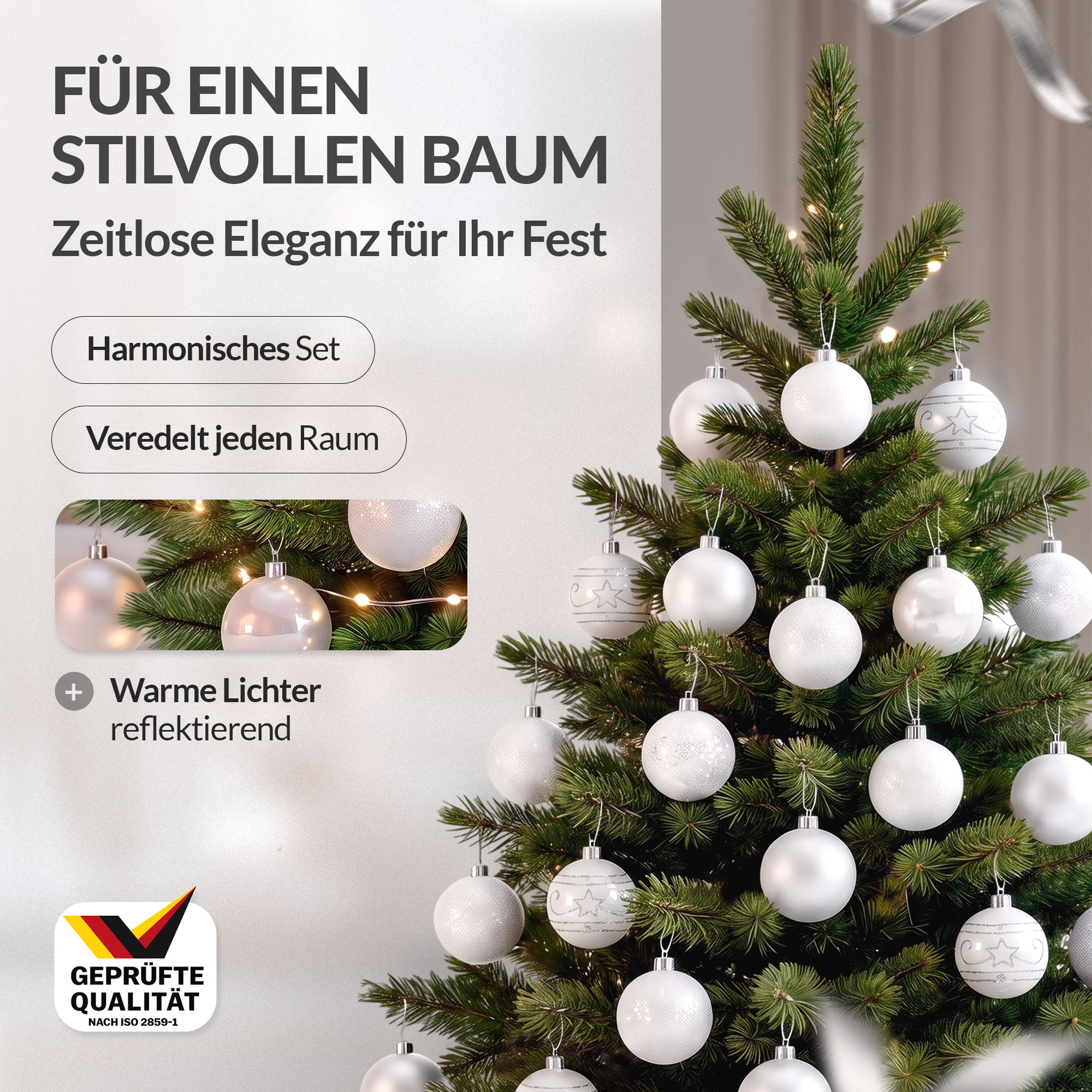 Kerstboomballen\u0020Kunststof\u0020Set\u002048\u0020Stuks\u0020Wit\u00206cm