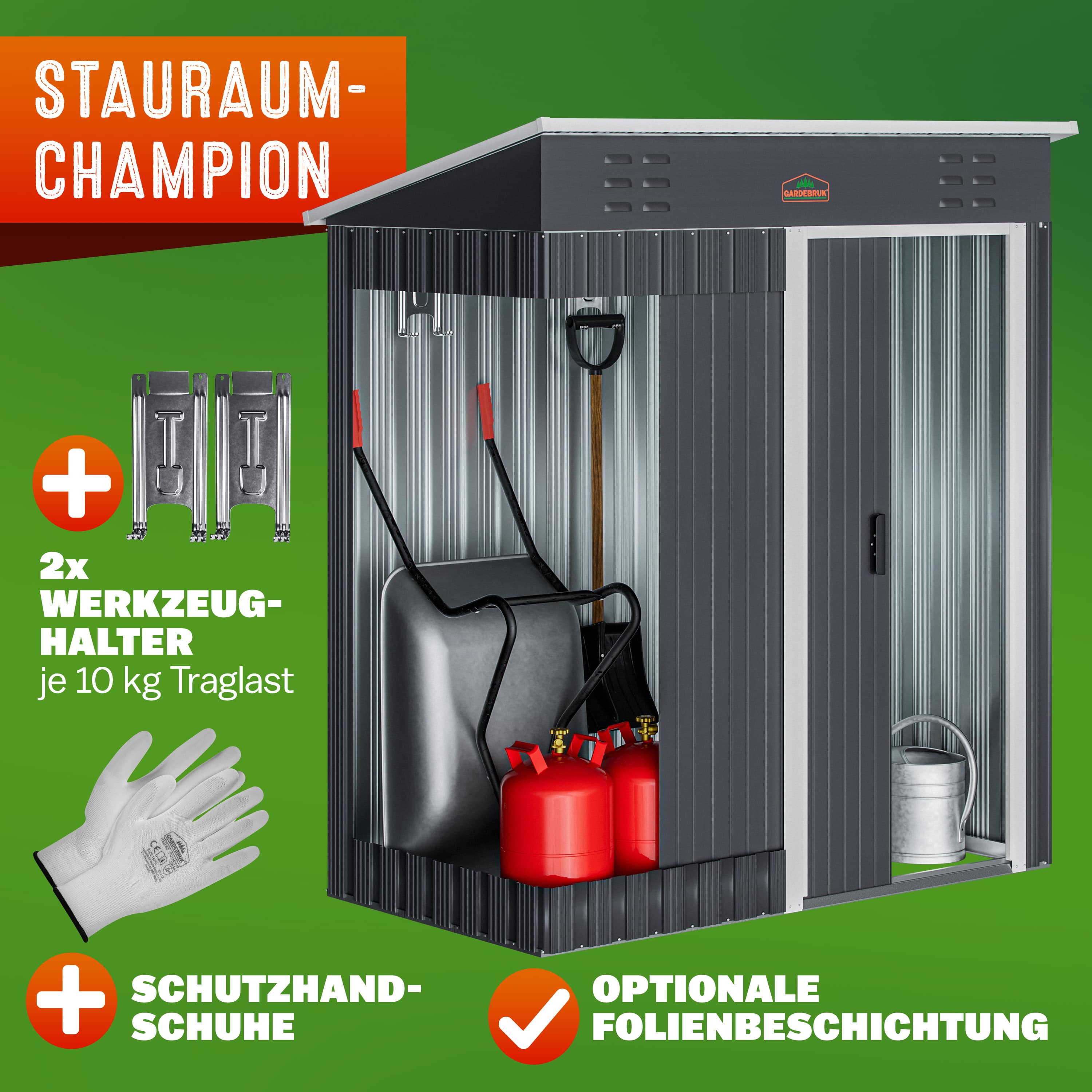 Tuinhuis\u0020Antraciet\u002FWit\u0020Staal\u0020164x84x182cm\u0020Schuifdeur