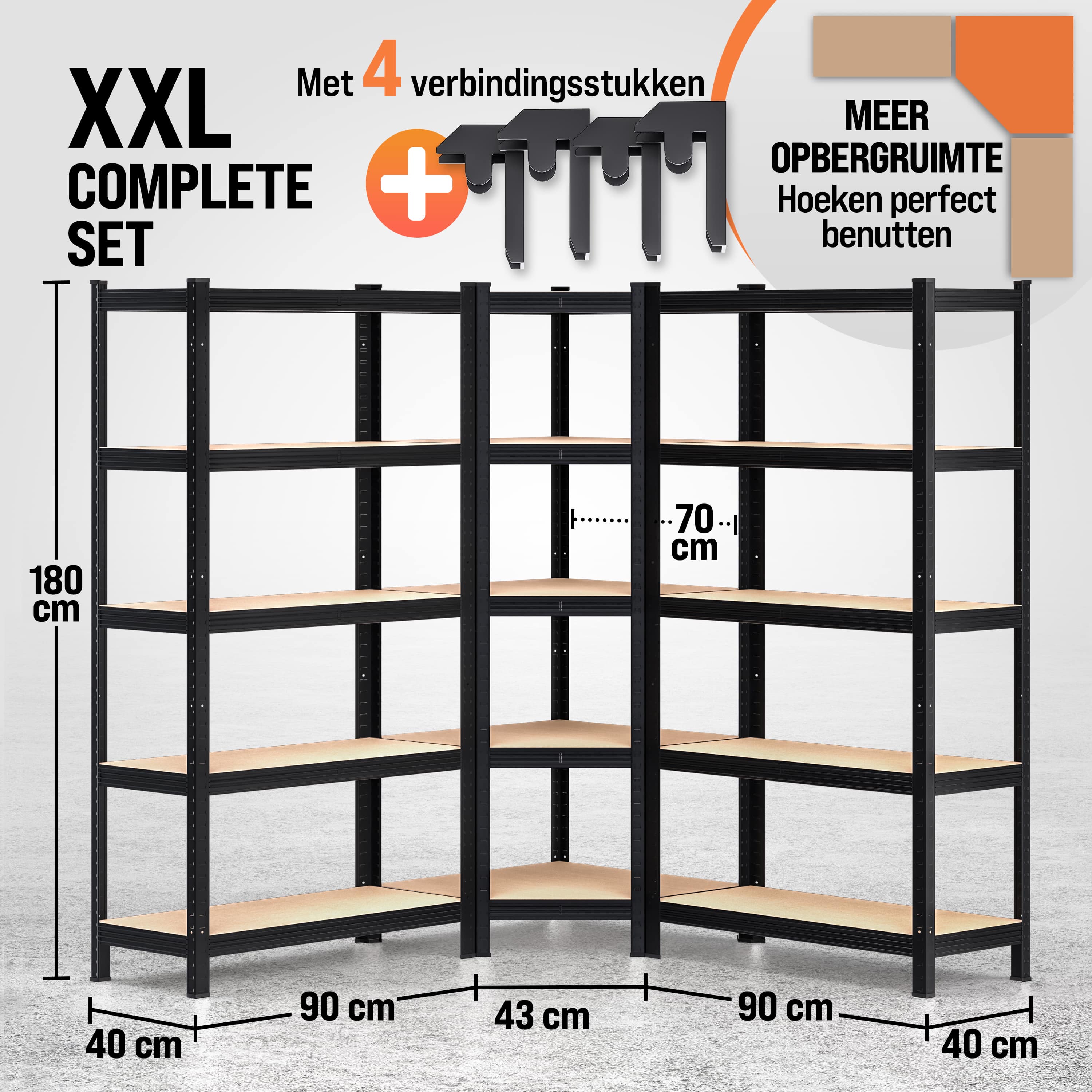 Stellingkast\u0020en\u0020hoekrekken\u0020set\u0020van\u00203\u0020Zwart\u0020875kg\u0020per\u0020stuk