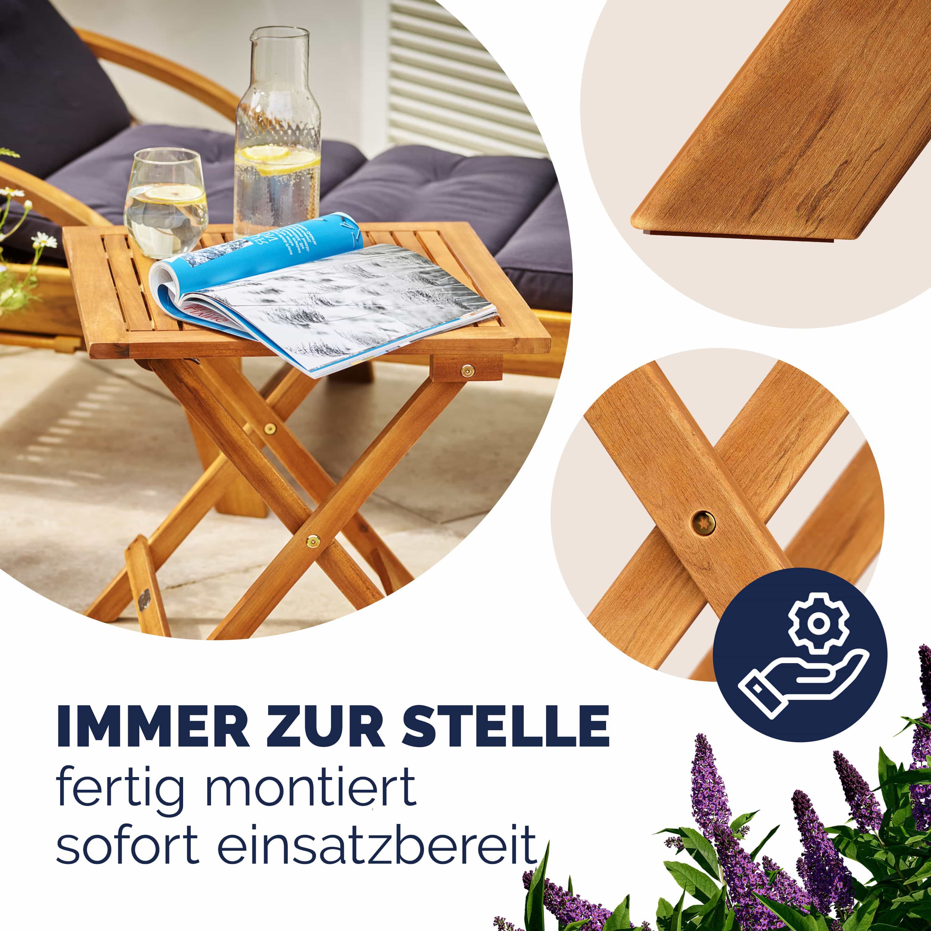 Bijzettafel\u0020Acaciahout\u002046x46cm\u0020Inklapbaar