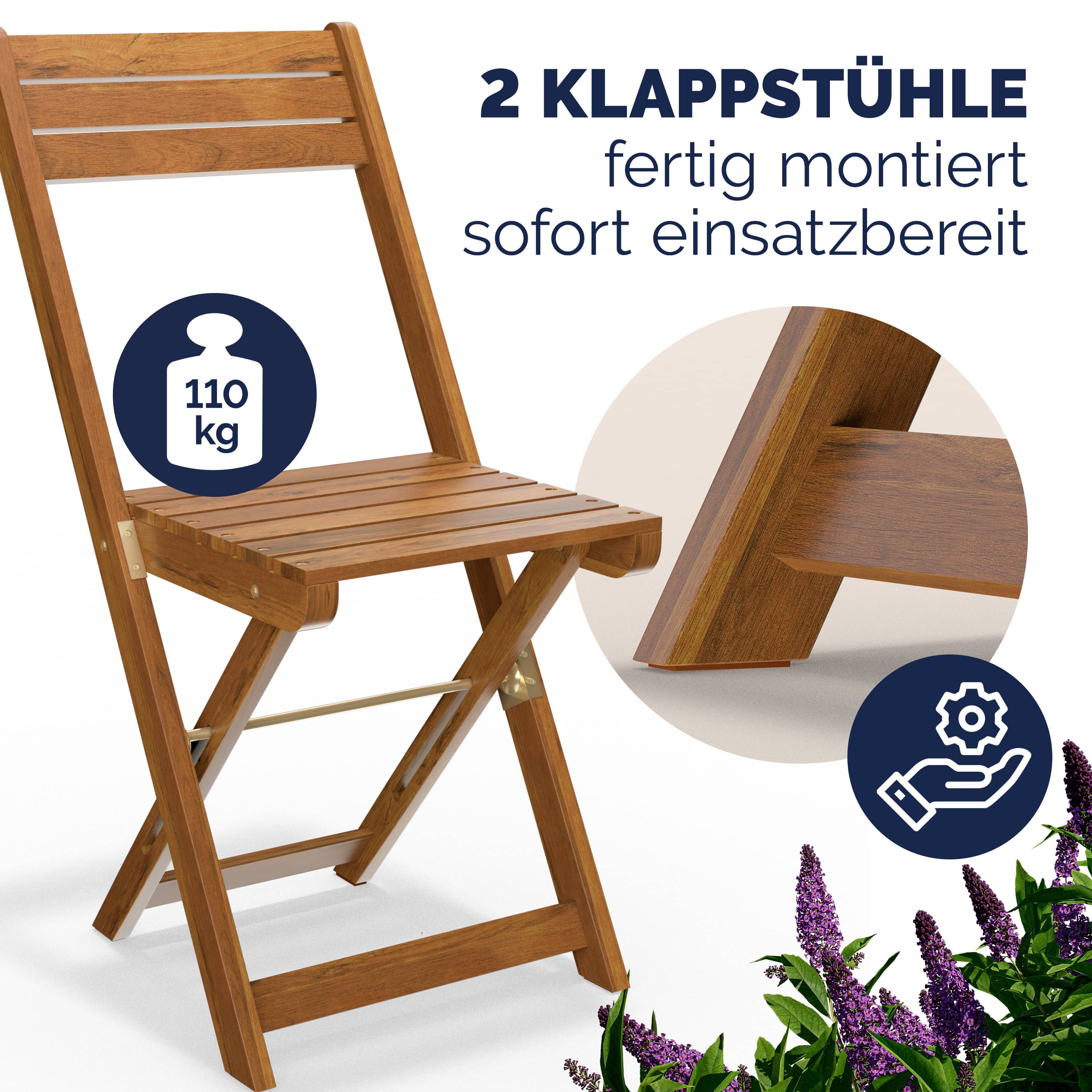 Tuinset\u00203\u002Ddelig\u0020Acaciahout\u0020Inklapbaar