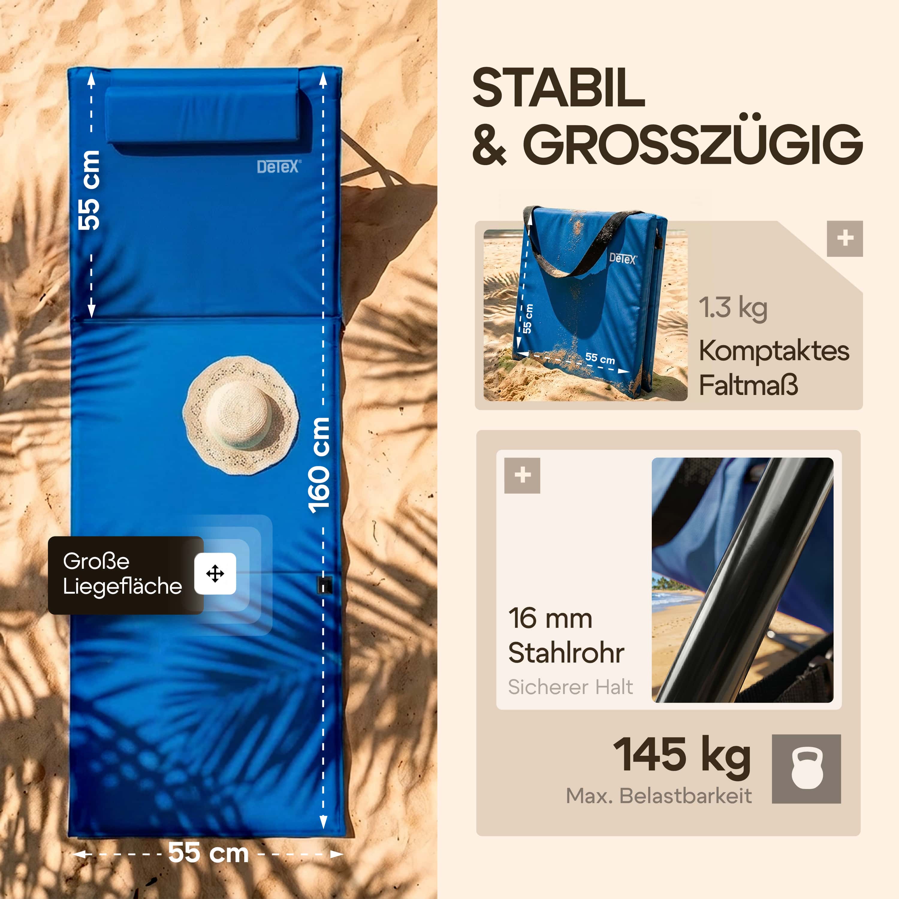 Strandmat\u0020Blauw\u0020158x56x46cm\u0020gestoffeerd