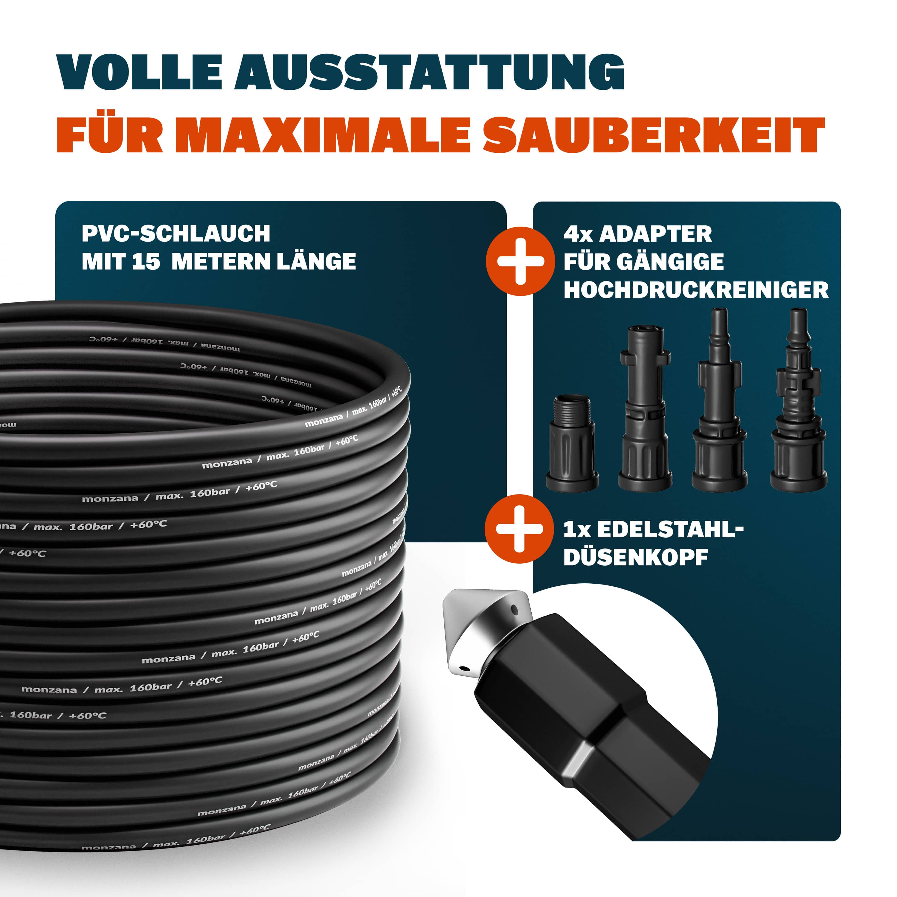 Rioolreinigingset\u0020Zwart\u002015\u0020Meter\u0020160\u0020Bar\u002060\u00B0C