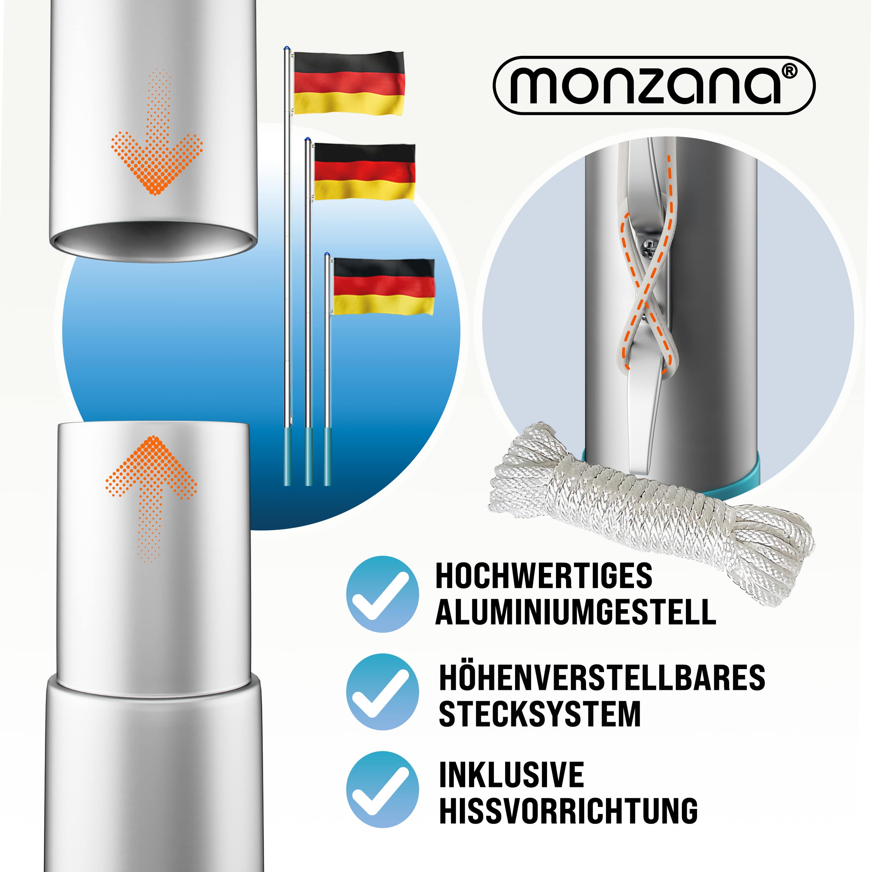 Aluminium\u0020vlaggenmast\u0020650cm\u0020incl\u0020Duitsland\u0020vlag
